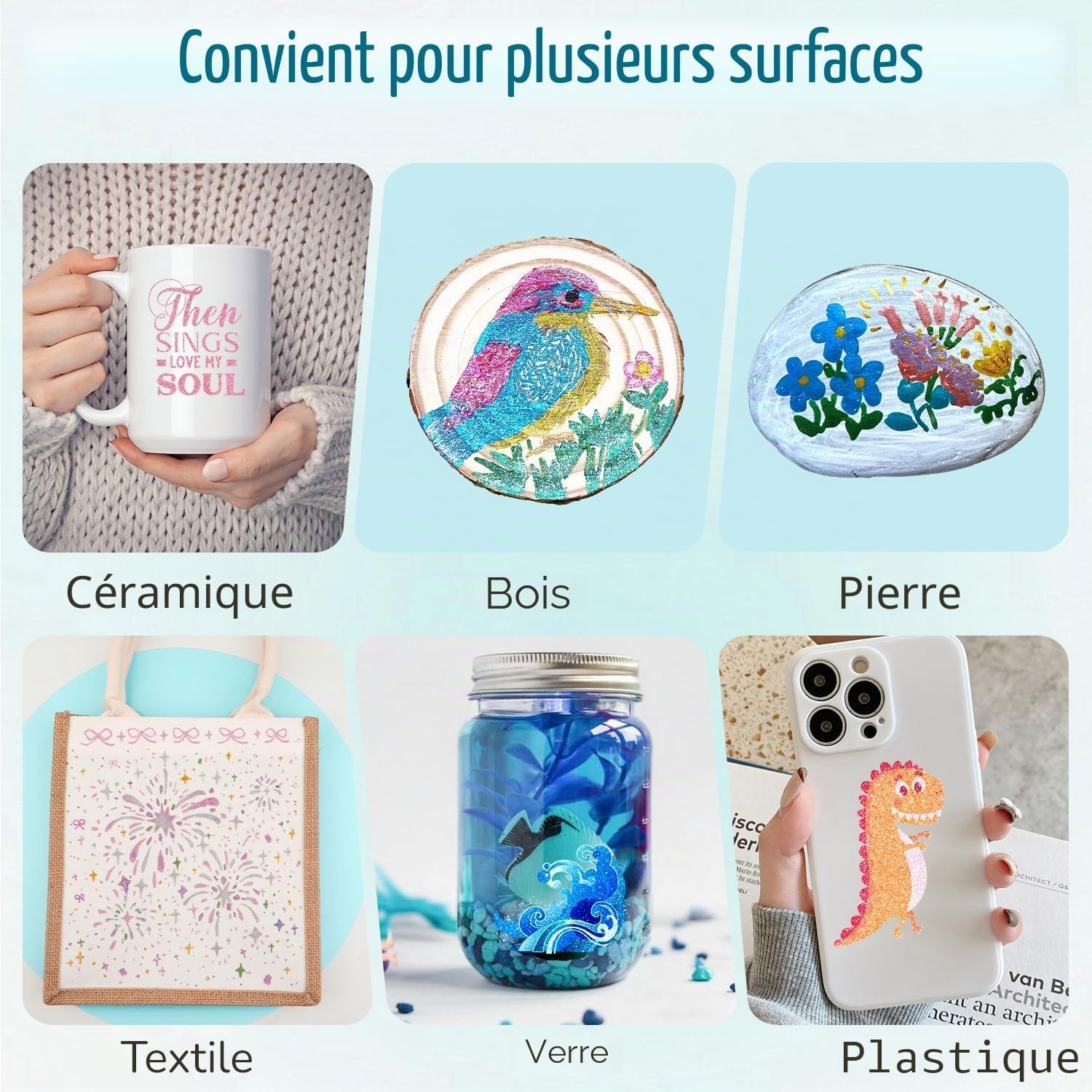 Detalle de HOTU Feutres À Paillettes – Jeu de 12 Marqueurs Acryliques à Pointe Extra-fine 0,7 mm, Étincelants et Imperméables