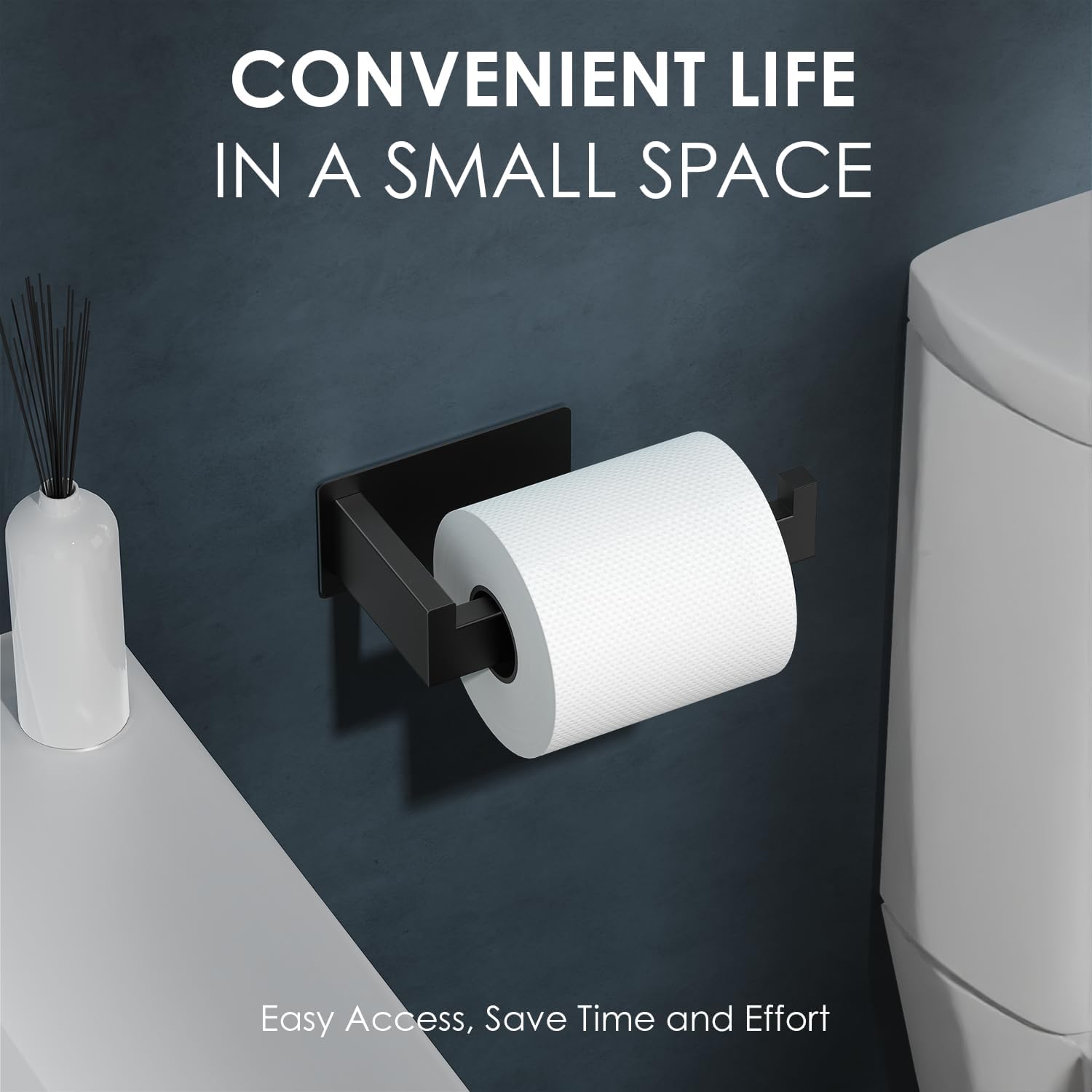 Thumbnail 5 de Auxmir Toilettenpapierhalter ohne Bohren (selbstklebend) aus Edelstahl SUS304, schwarz