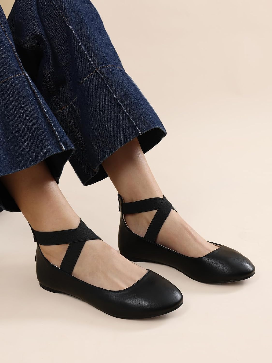 Detalle 2 de DREAM PAIRS Women's Comfortable Fashion Elastic Ankle Straps Flats Shoes