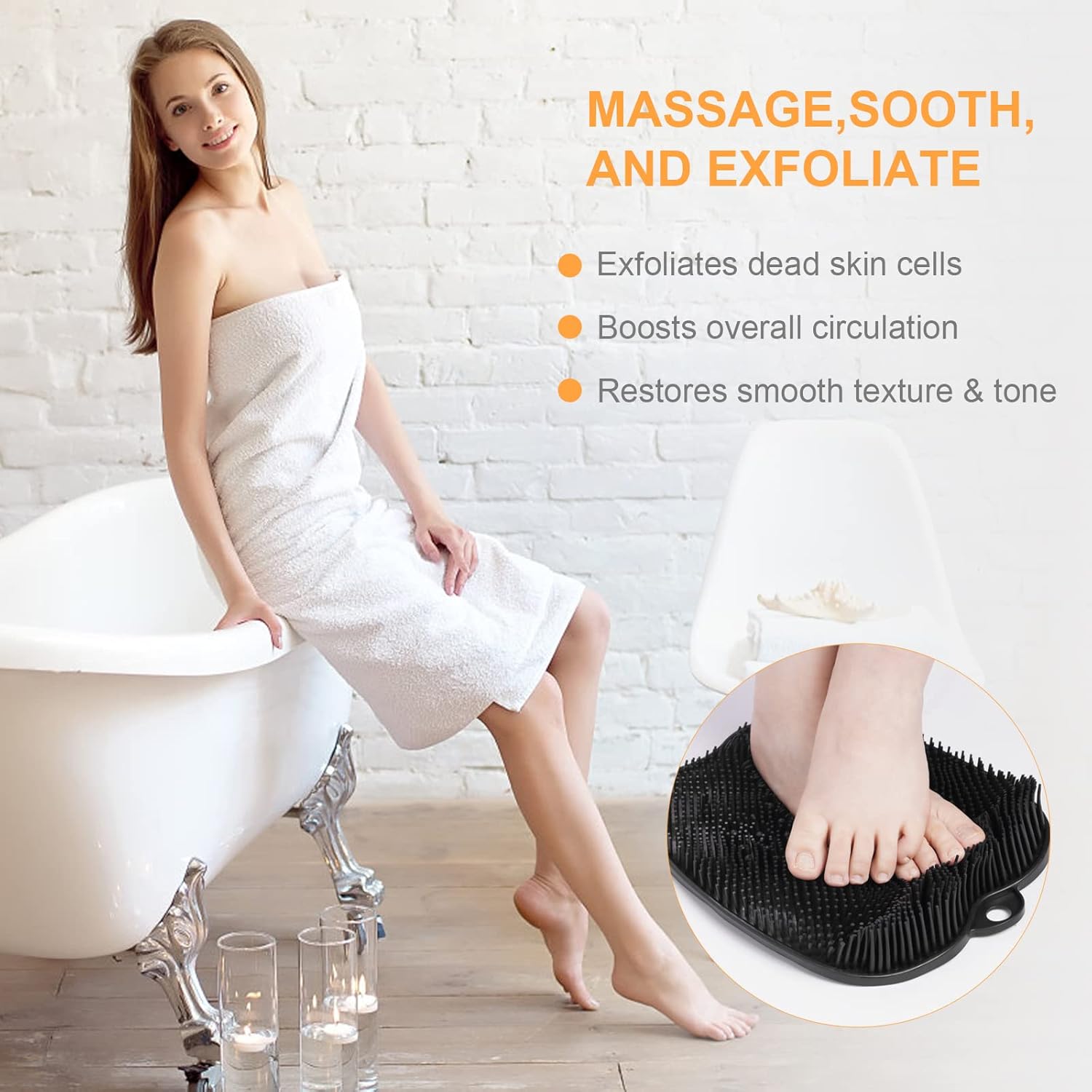 Detalle de ACWOO Foot Scrubber for Shower 1.0 count