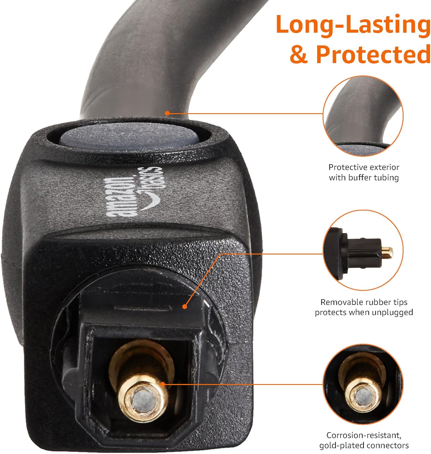 Thumbnail 3 de Amazon Basics câble optique audio numérique TOSLINK 3 m noir