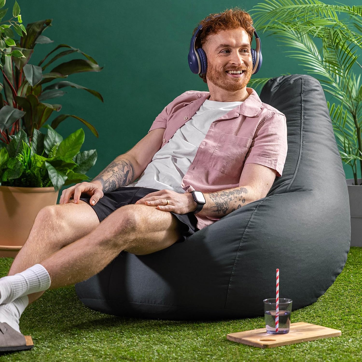 Thumbnail 1 de Bean Bag Bazaar Dalton Gaming Bean Bag Chair (Charcoal Grey) — water resistant fabric, filling included
