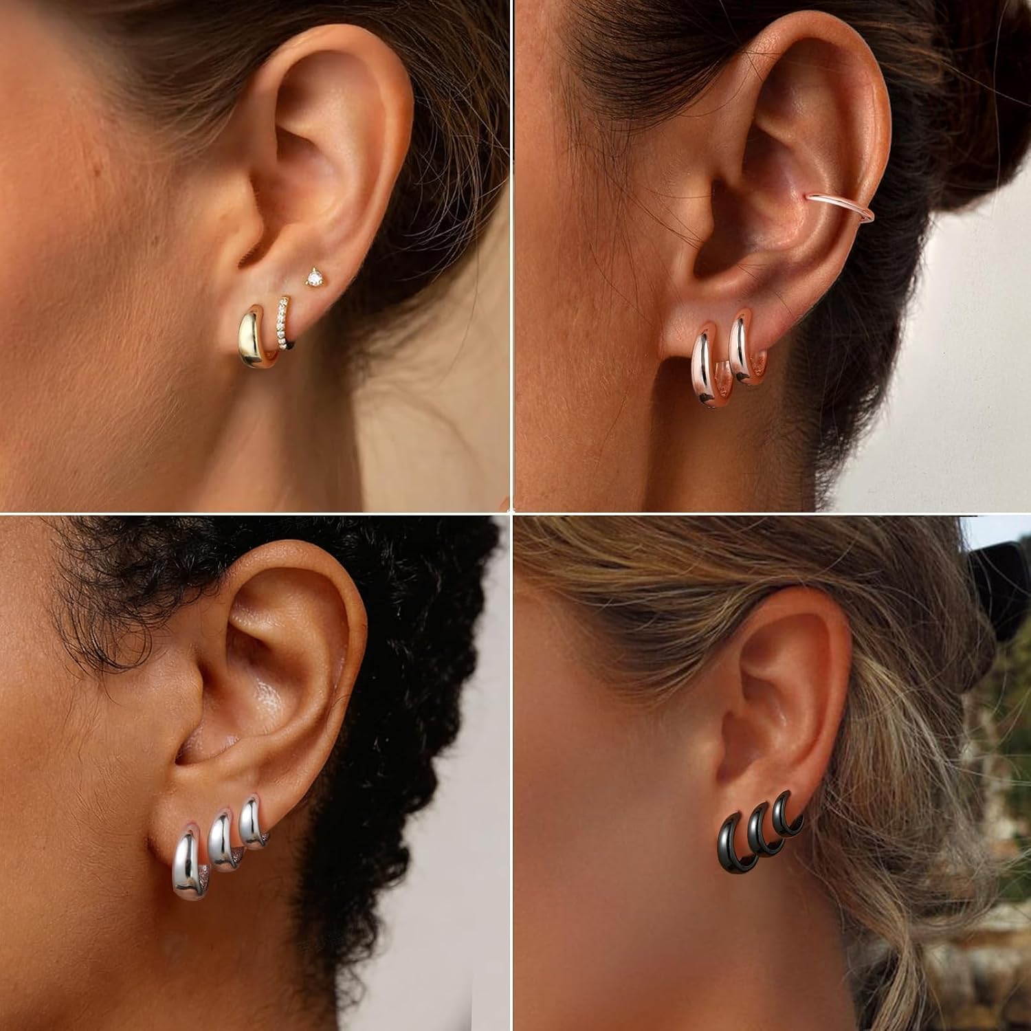 Detalle 2 de ChicSilver Huggie Hoop Earrings in 925 Sterling Silver