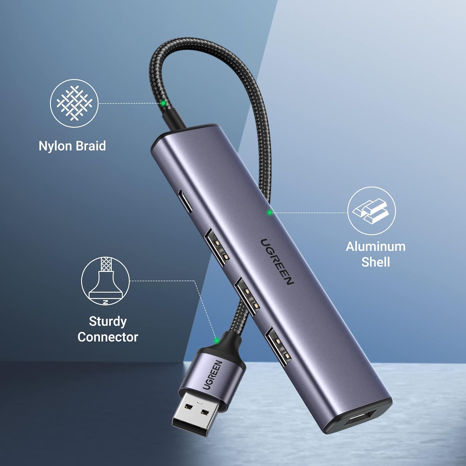 Detalle 2 de Ugreen USB hub 4-in-1