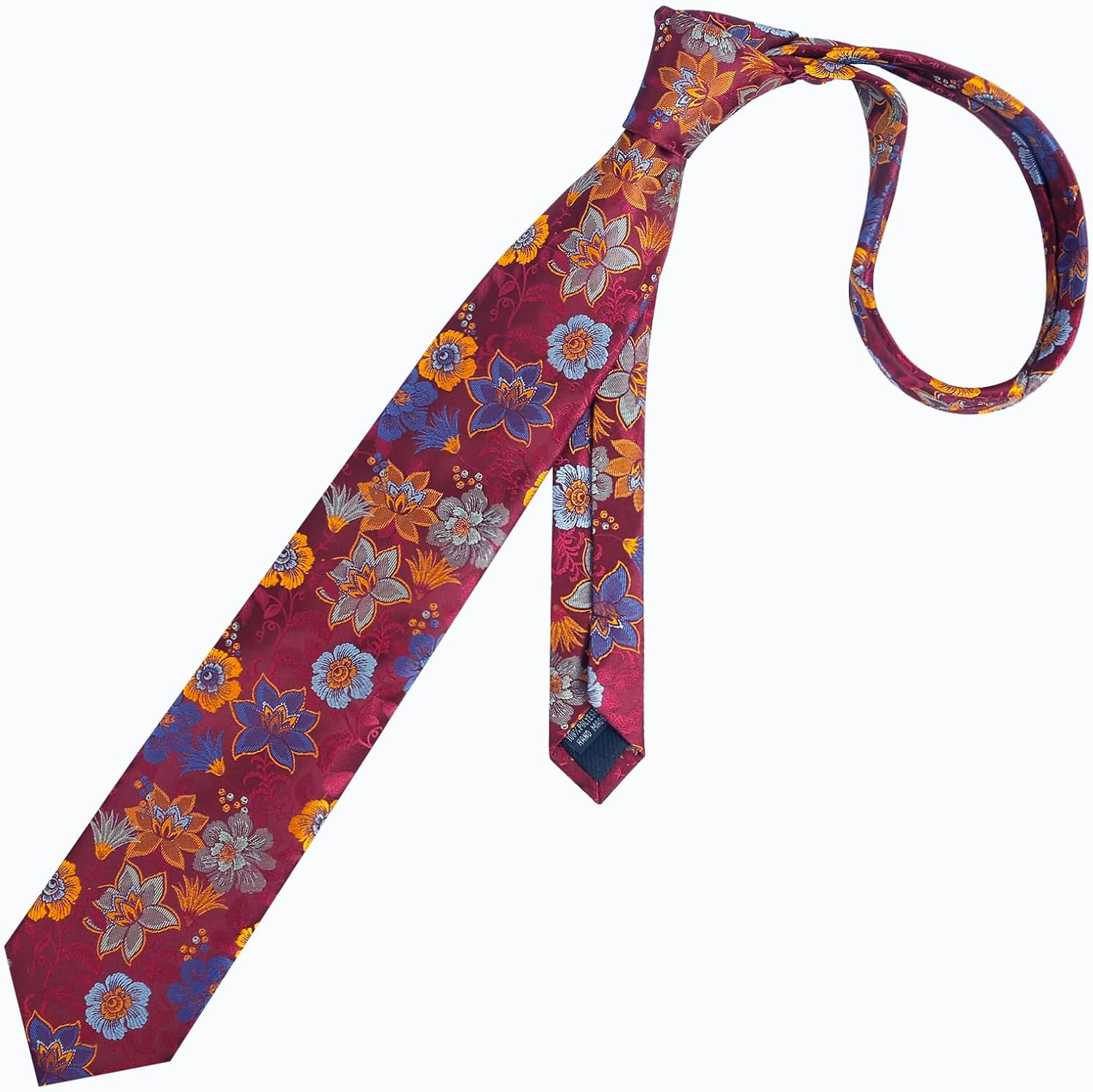Detalle de Alizeal men’s flower pattern tie and pocket square set (classic casual for wedding and parties)