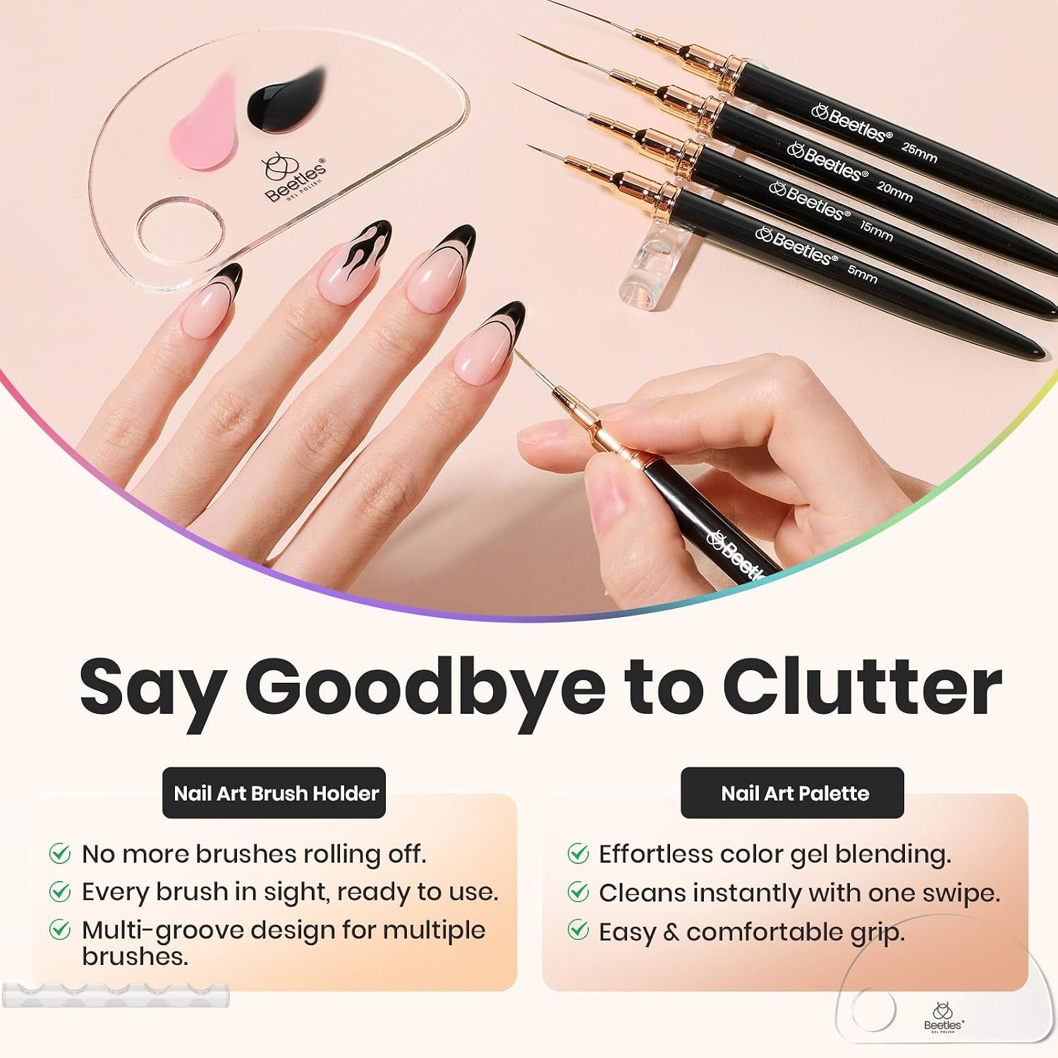 Thumbnail 6 de Beetles Liner Brushes for Nails (5pcs) — Metallic Nail Art Liner Pens, 5 Lengths for Fine Lines
