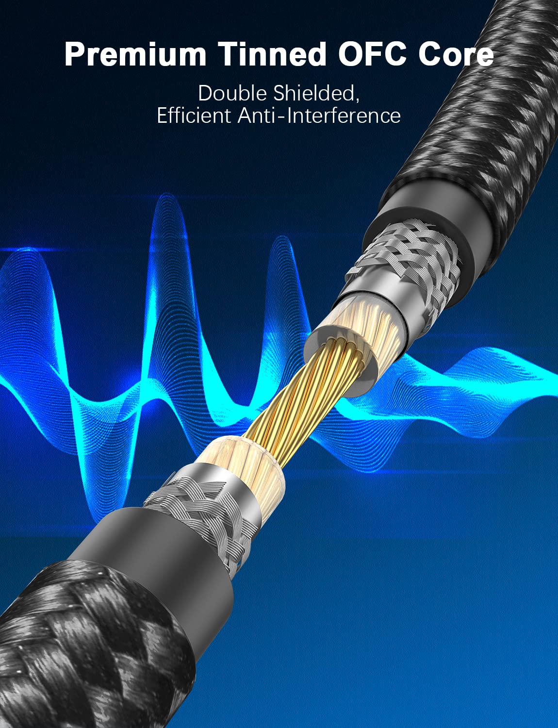 Detalle de SOUNDFAM Dual XLR to RCA Cable (3m) with Y-splitter and gold-plated connectors