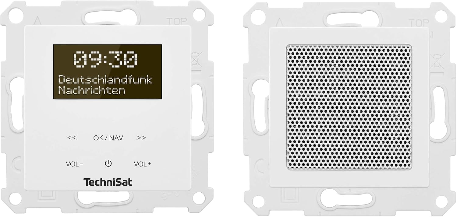 Detalle de TechniSat DIGITRADIO UP 55 – Radio DAB+/FM encastrable, OLED dimmable et Bluetooth, 2 W – montage flexible et design blanc RAL 9016