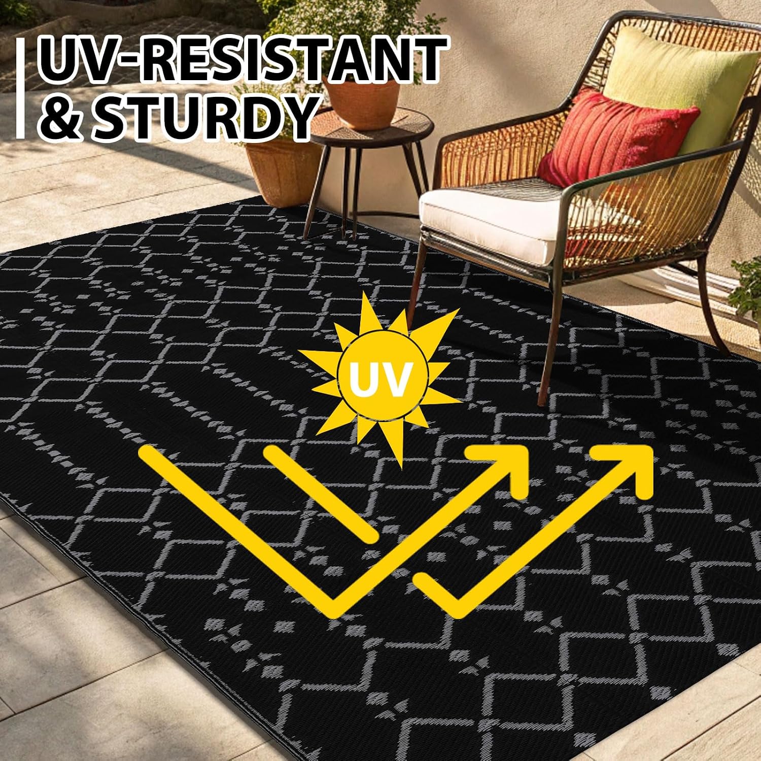 Detalle 2 de Homaxy tuinmat 150 x 240 cm, omkeerbaar en waterdicht polypropyleen