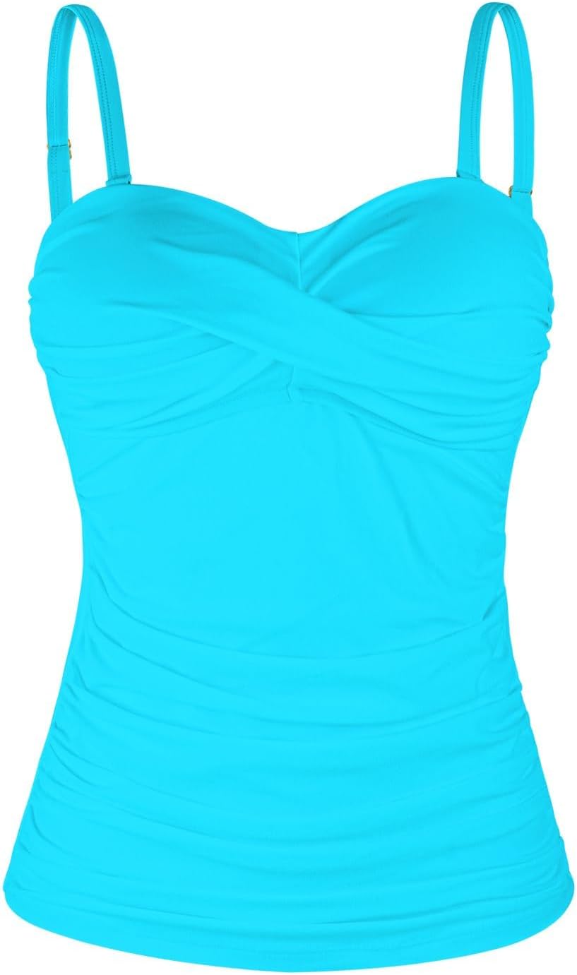 Thumbnail 5 de Ocean Blues Women's Twist Bandeau Swimsuit Top - Ruched Tummy Control Tankini Top (Top Only)