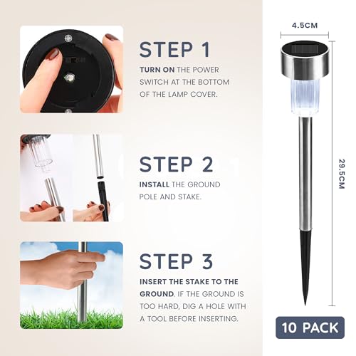 Thumbnail 2 de CUQOO Solar Garden Stake Lights – 10 Pack Colour-Changing LED Pathway Lights