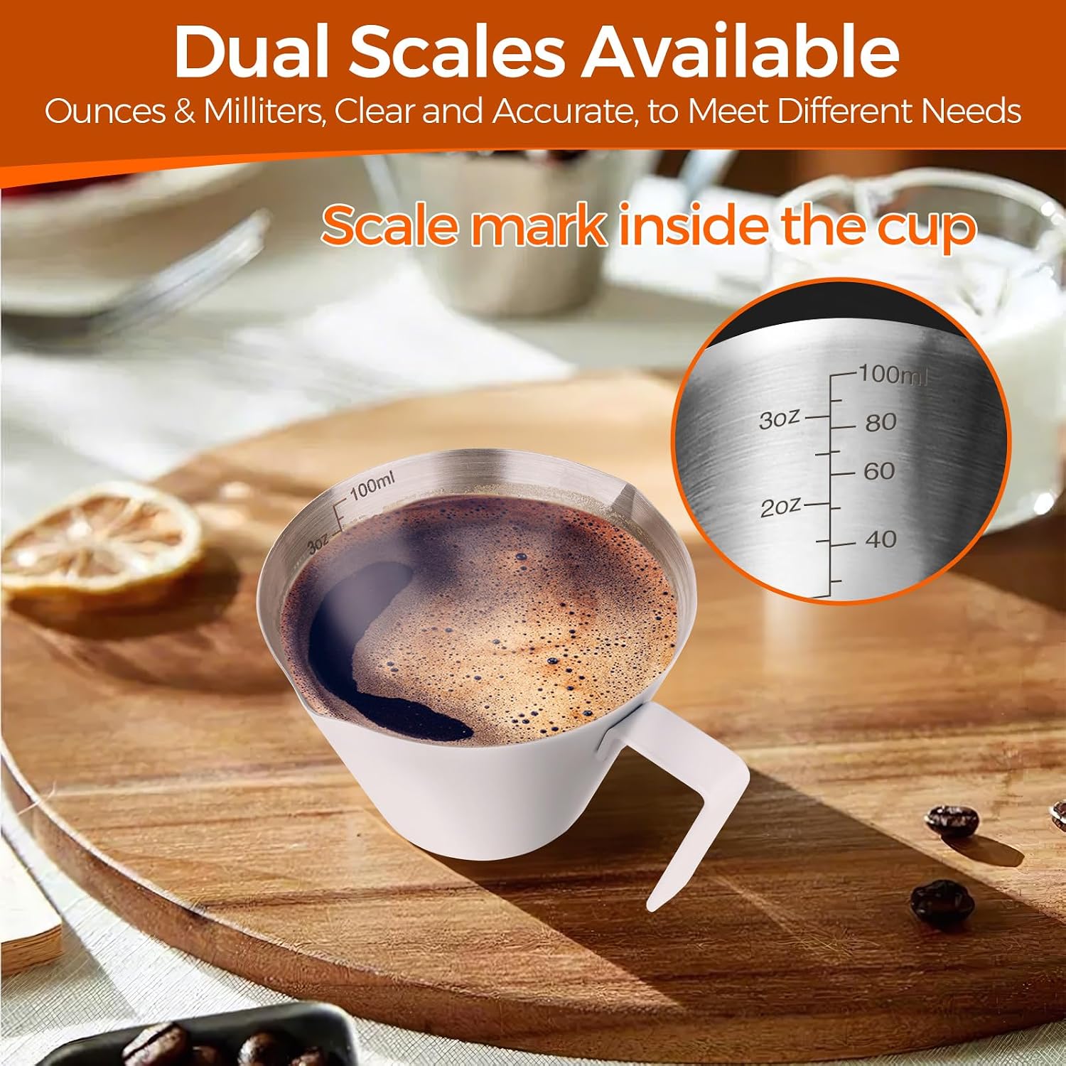 Thumbnail 5 de YARRAMATE SEC-White Espresso Cup, 100 ml Stainless Steel with Dual Scales