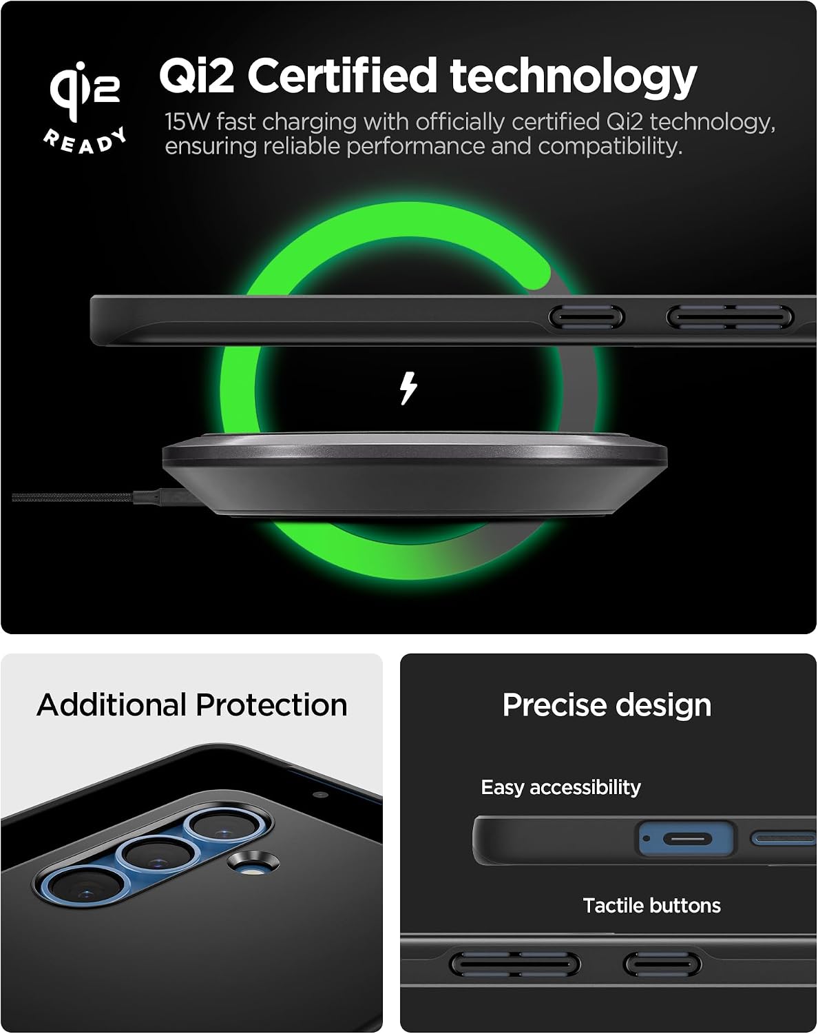 Detalle de Spigen Cover Thin Fit MagFit per Samsung Galaxy S25 – Cover sottile nera con Air Cushion