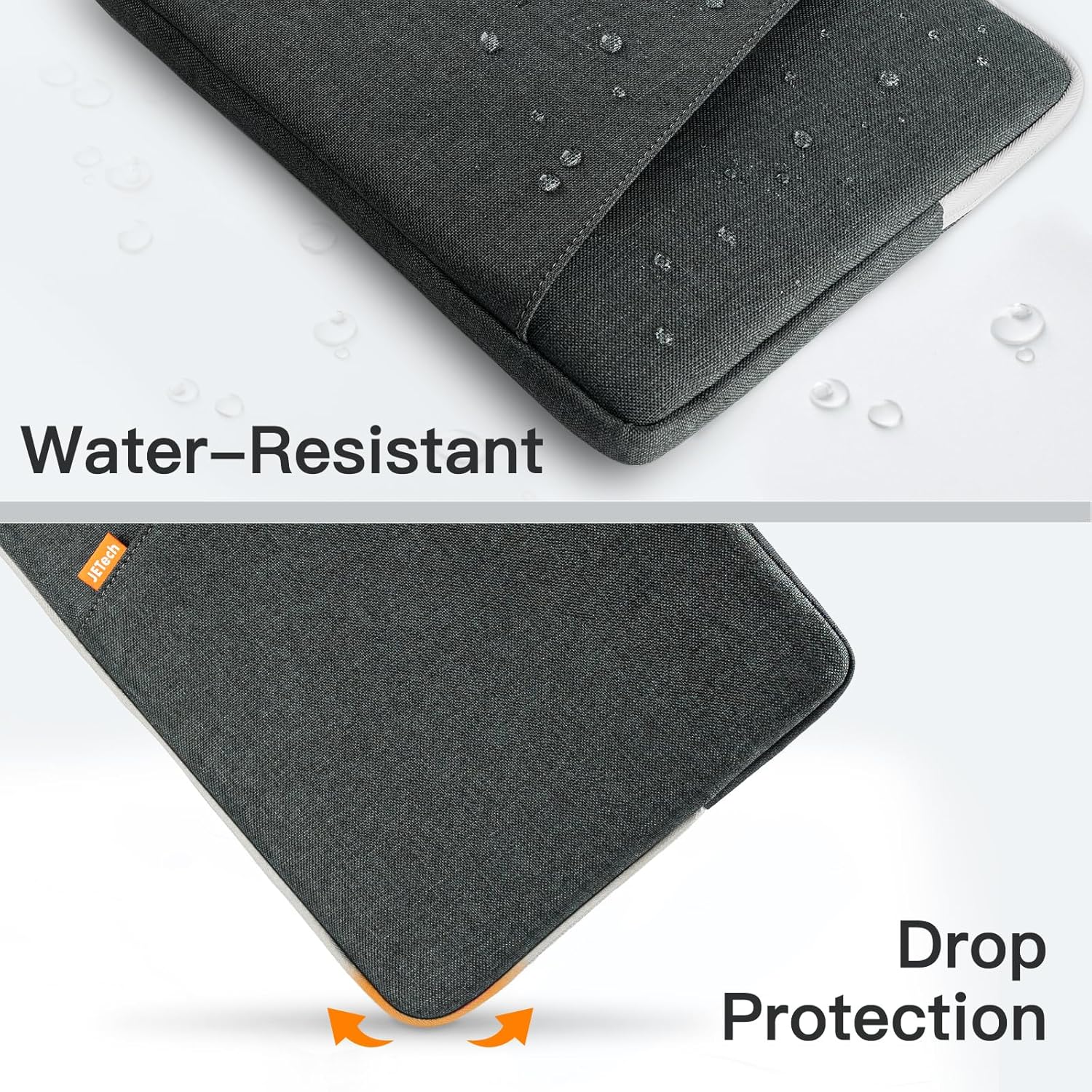 Detalle de JETech Laptop Sleeve for MacBook Neo (A18 Pro) 14-Inch – Waterproof Case with Front Pocket (Dark Grey)