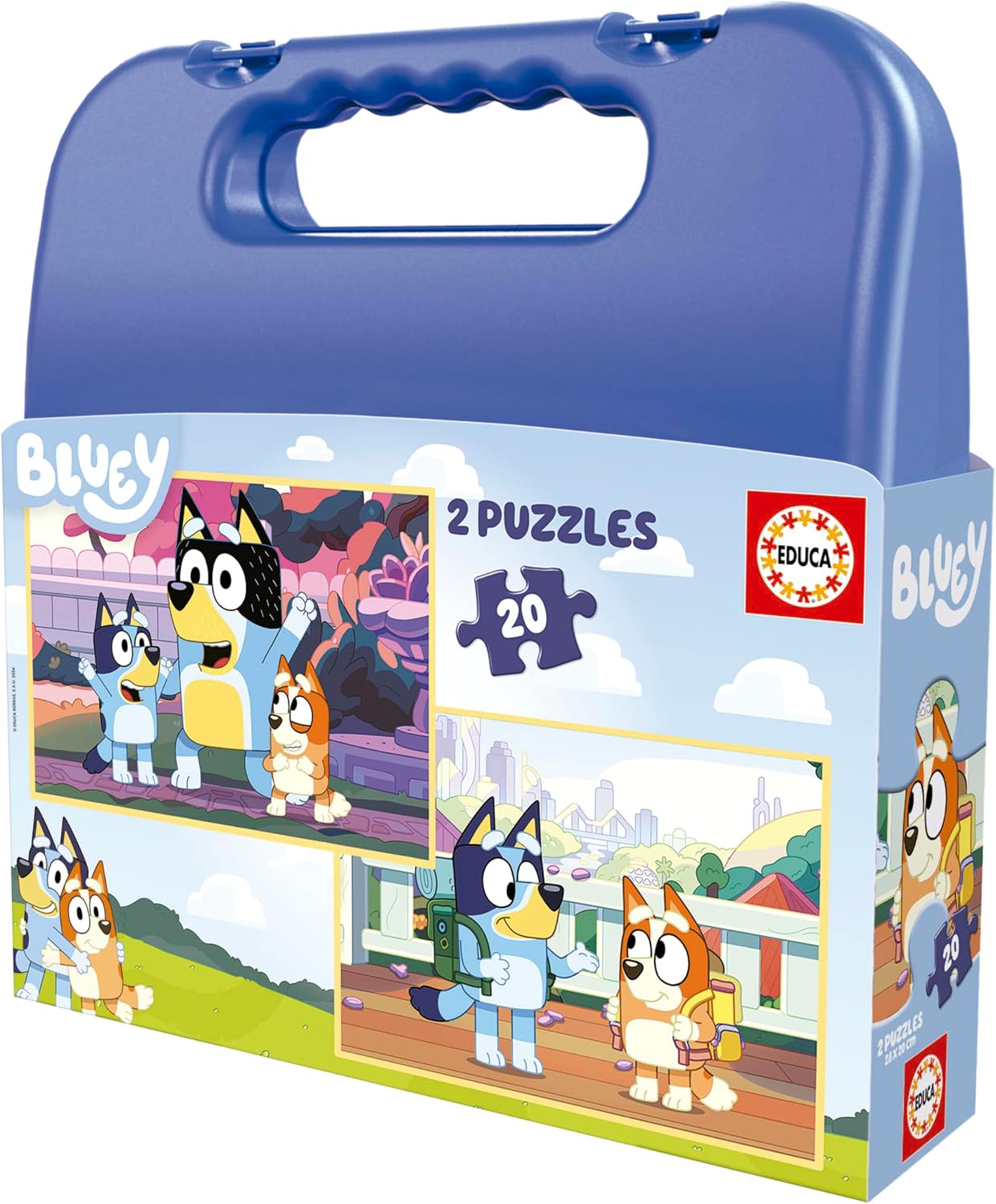 Detalle de Educa Bluey Kinderpuzzle Set (2 × 20 Teile) im Plastikkoffer für Kinder ab 4 Jahren