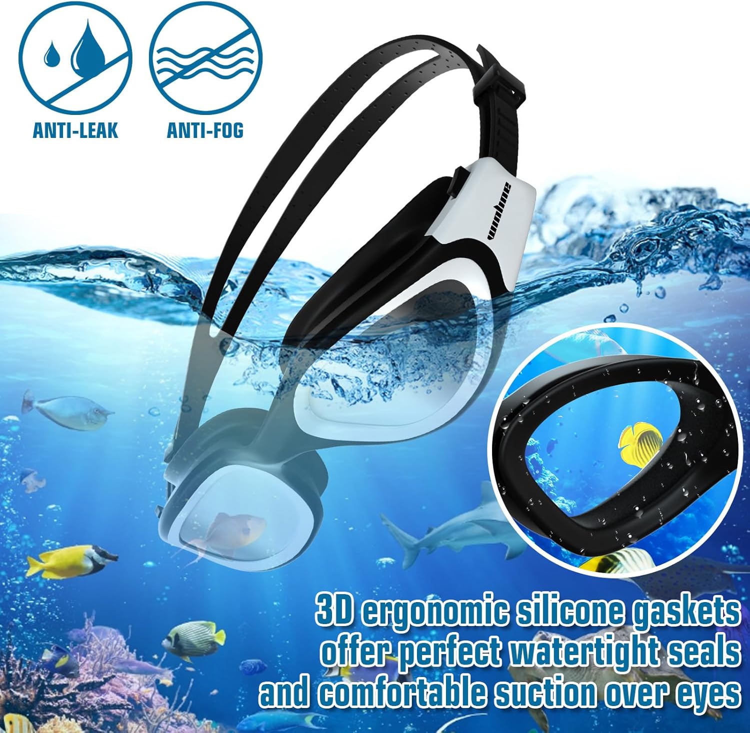 Thumbnail 4 de Winline Adult Open Water Swimming Goggles – Anti-Fog, UV Protection, No Leakage