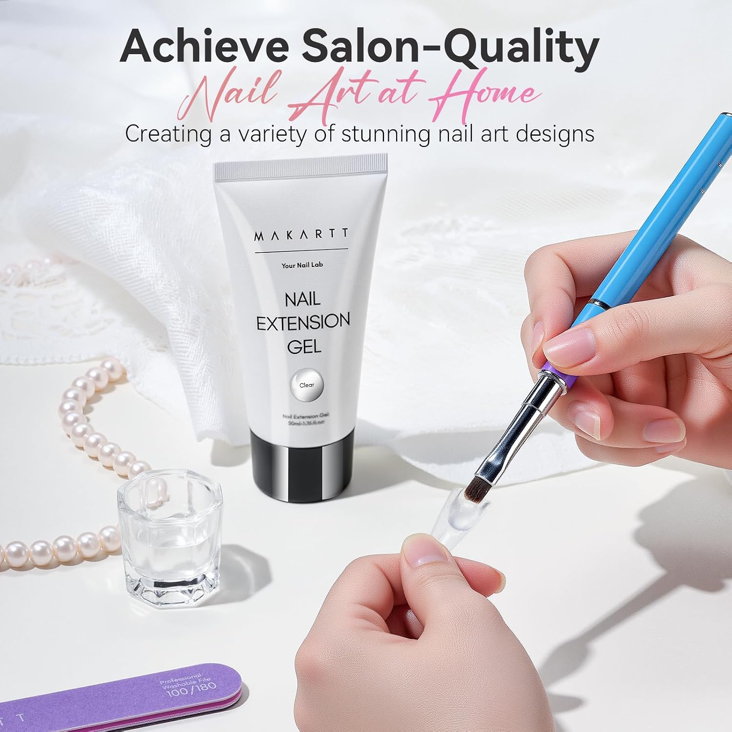 Thumbnail 2 de Makartt Hema-Free Poly Nail Gel Clear (50ML) — poly gel builder for natural-looking strength and 3D nail art