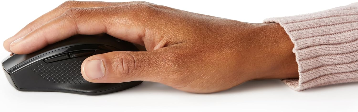 Thumbnail 2 de Amazon Basics Souris sans fil ergonomique noire à DPI réglables (600 à 3600) avec capteur laser