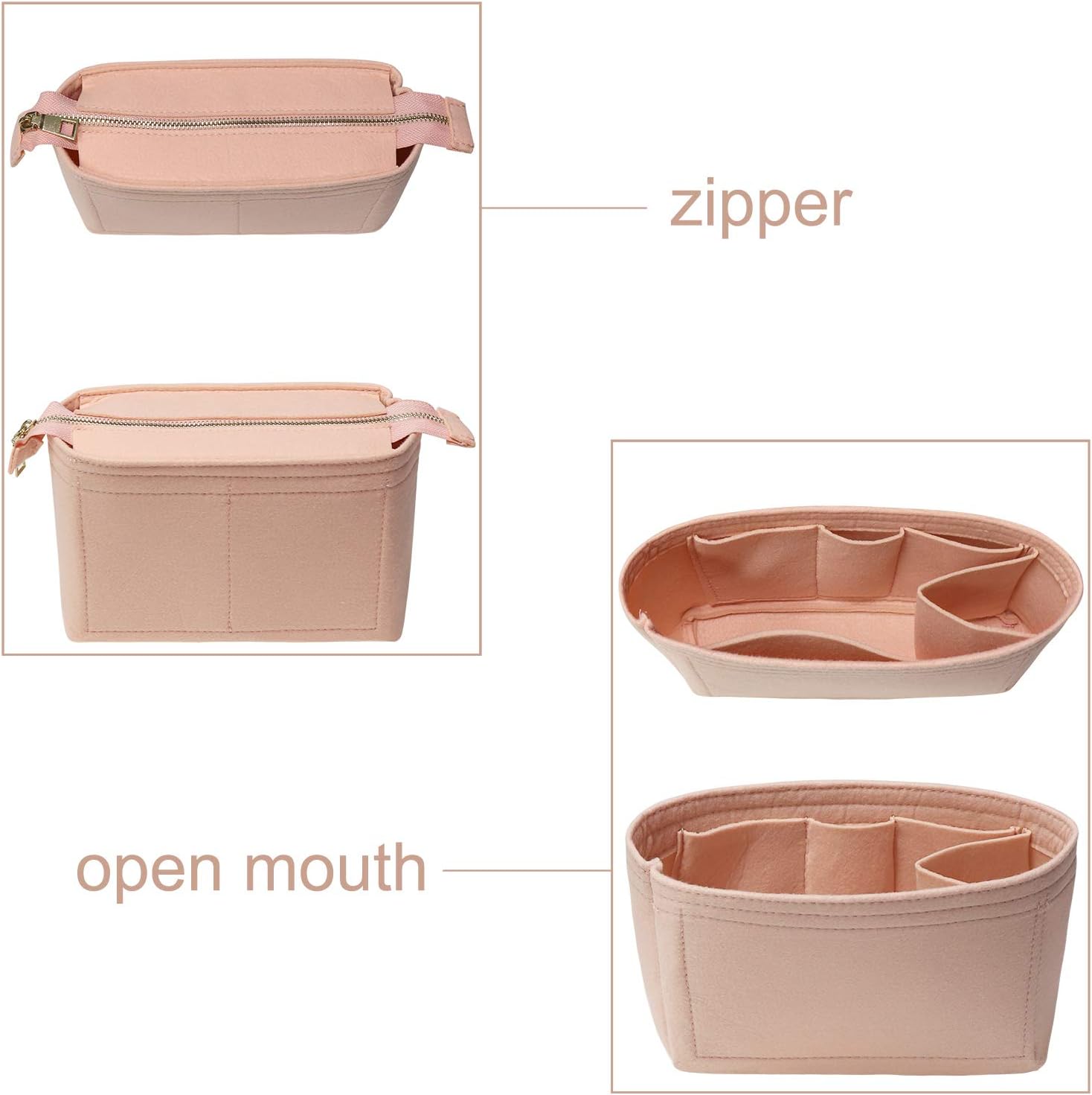 Detalle de Soyizom Felt Bag Organizer Insert for Tote - 2-Pack Set (Pink) for Neonoe Noé and Bucket Bags