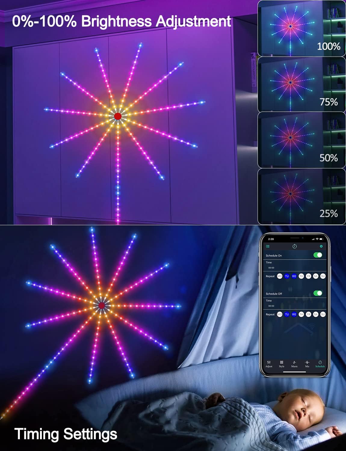 Thumbnail 3 de Daymeet Smart Firework LED Lights: RGBIC Dream Colour Strip for Bedrooms and Parties