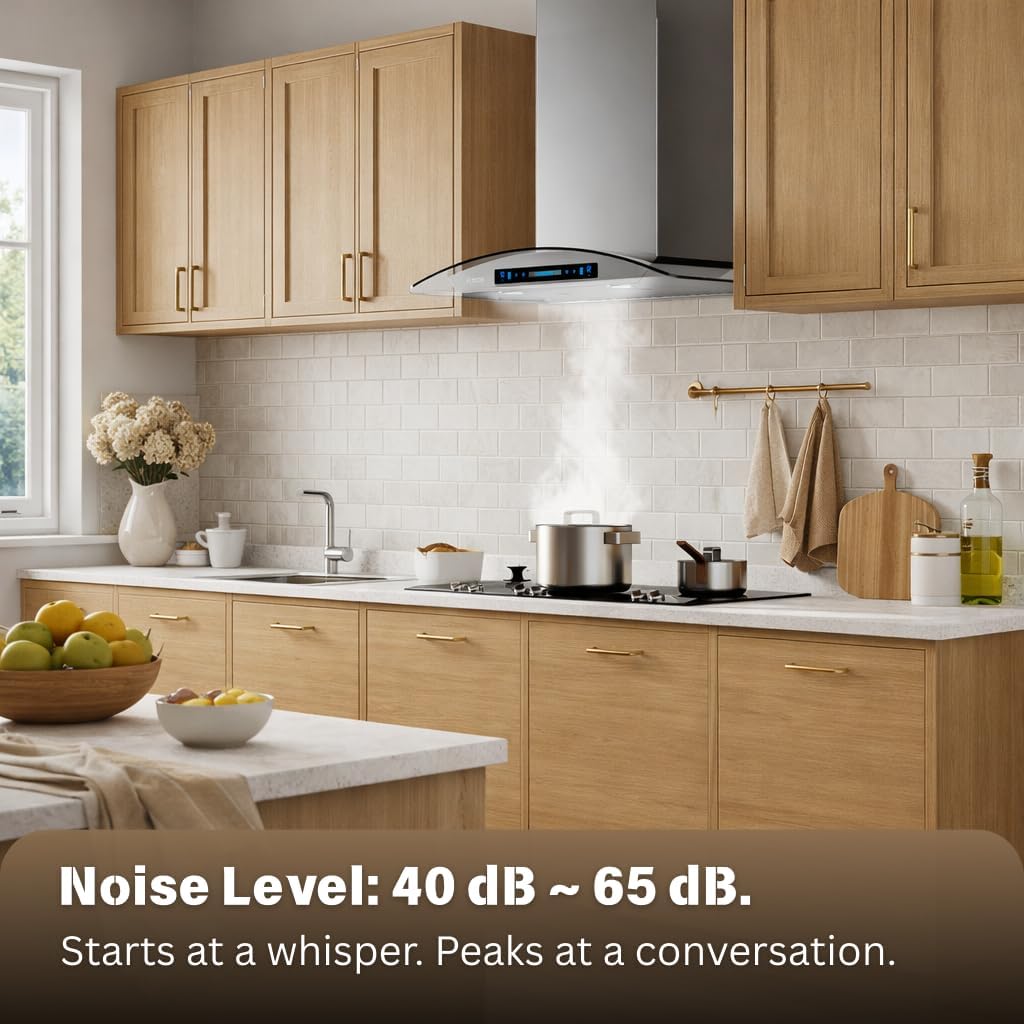 Detalle 2 de IKTCH IKP03-36 36-Inch Wall-Mount Range Hood, 900 CFM, Ducted