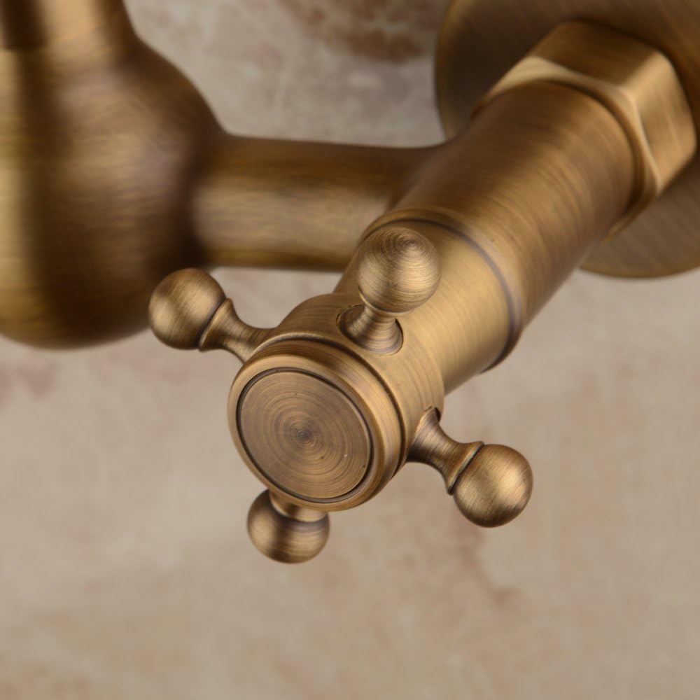 Detalle de Hiendure Messing Wandhalterung Bad/Wasserhahn Hochbogen – antik Messing, 360° Dreh-Auslauf