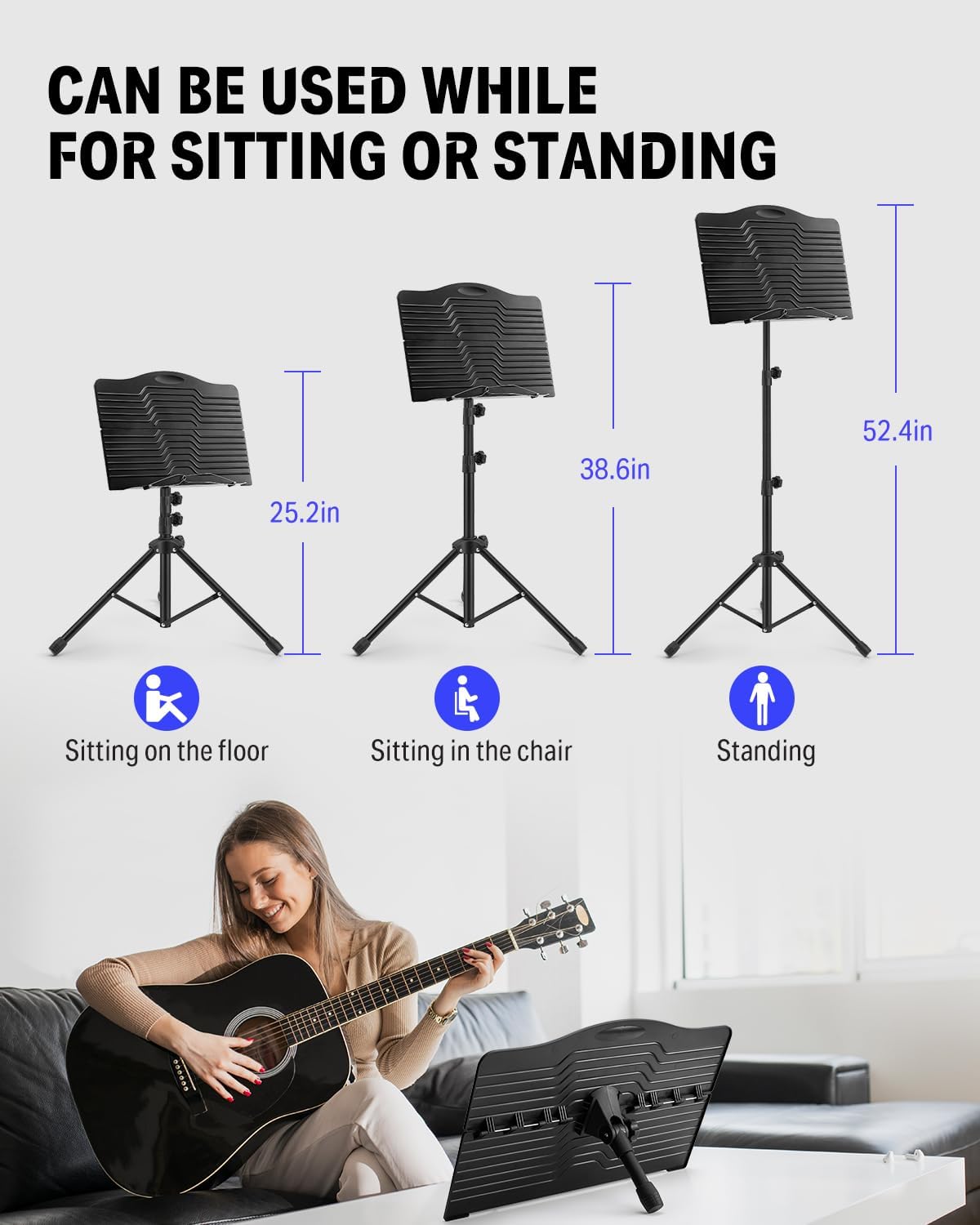 Detalle de Donner DMS-1 Sheet Music Stand with USB Light, Carrying Bag, and Tabletop Mode