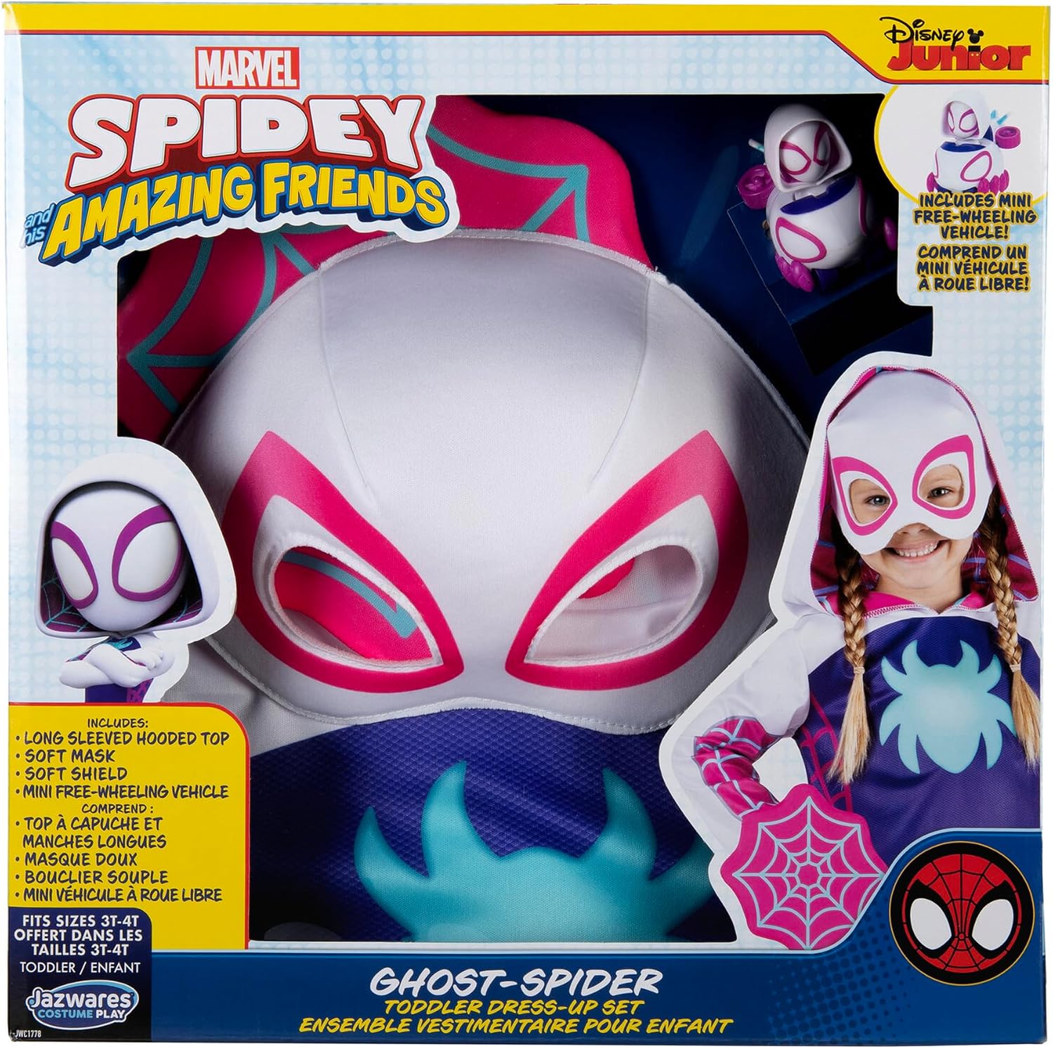 Detalle 2 de Jazwares Costume Play Marvel Ghost Spider Toddler Dress-Up Set, 3T-4T
