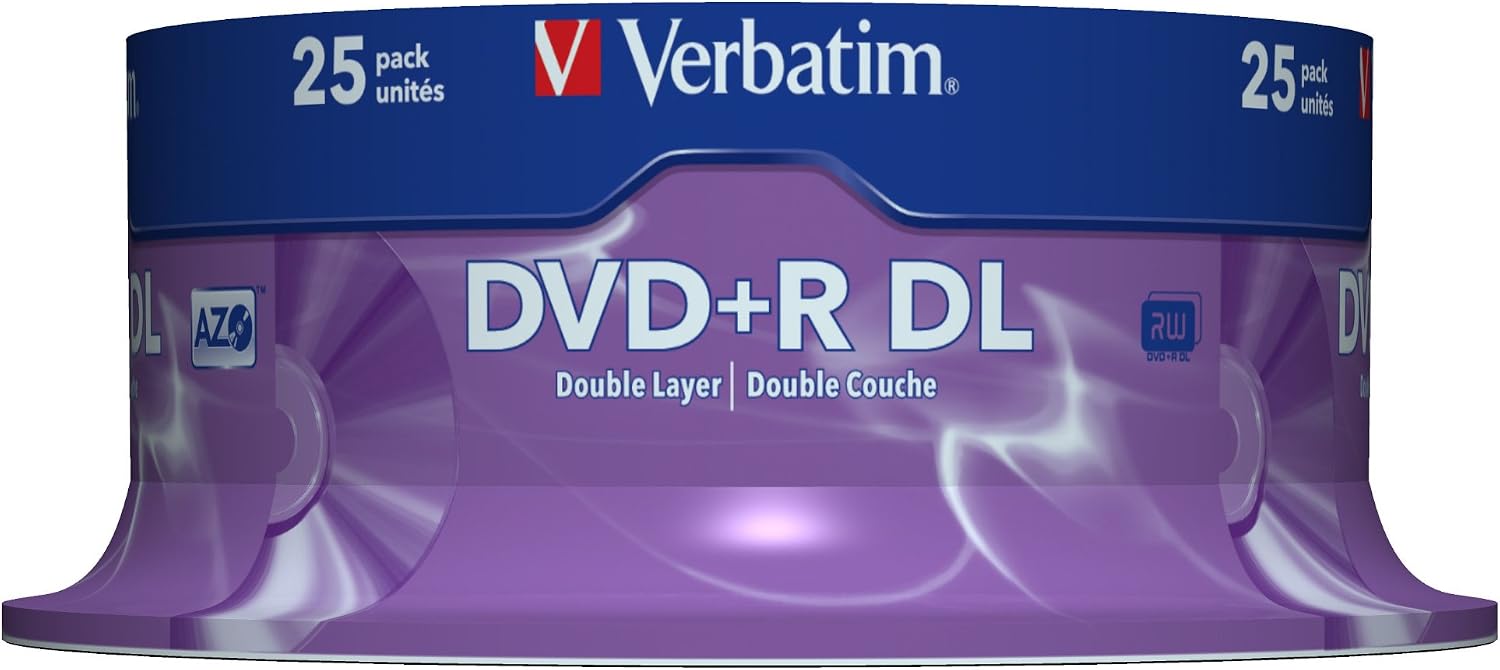 Detalle 2 de Verbatim 43757 DVD+R DL 8x, matowe srebrne płyty do nagrywania, 25 szt.