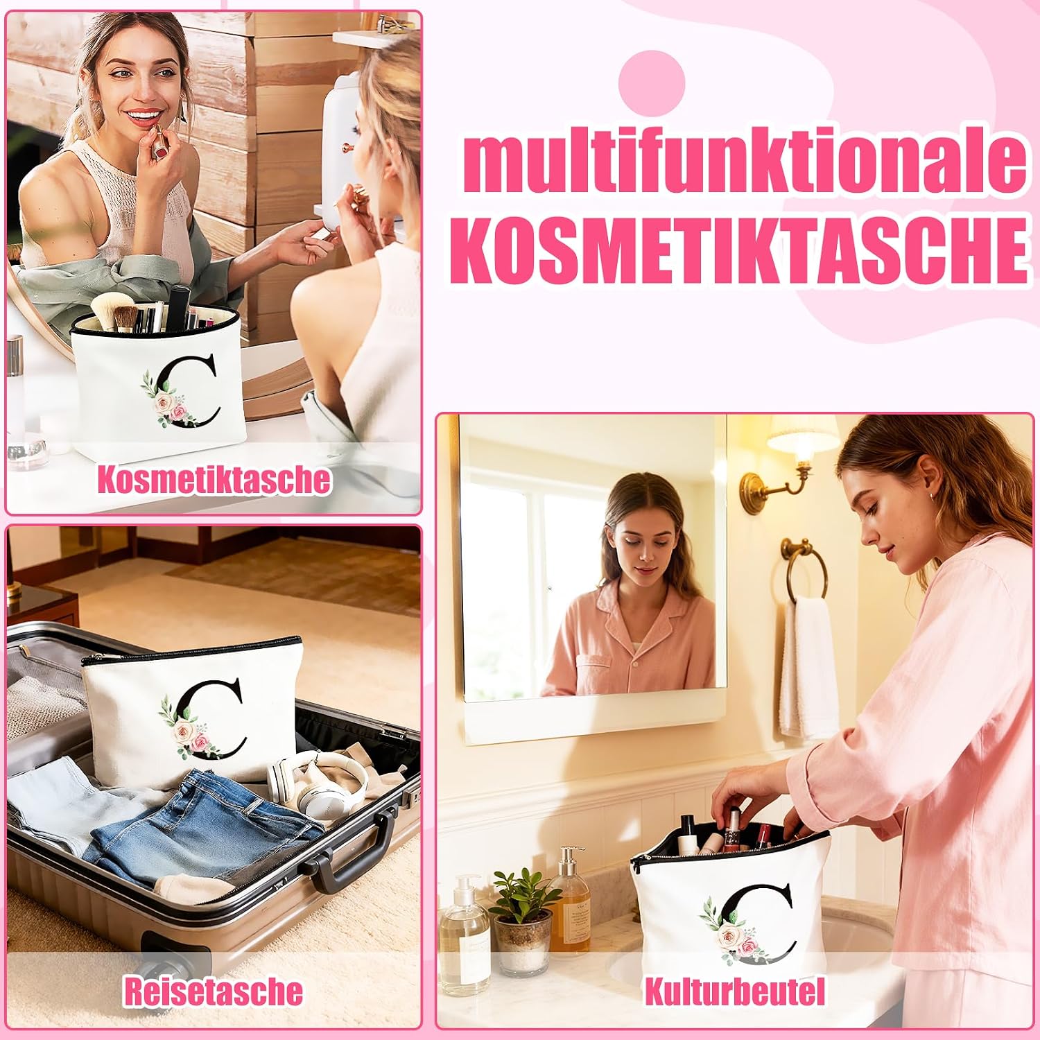 Thumbnail 5 de TUZELIYA Personalisierte Buchstaben C Kosmetiktasche – Geschenkidee für Frauen