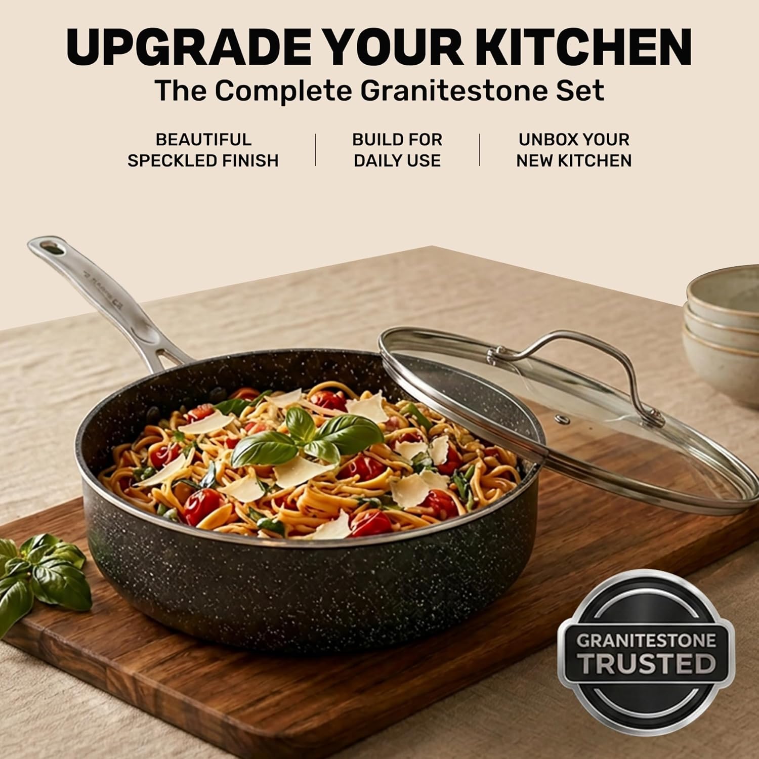Detalle de Granitestone 20 Pc Complete Pots and Pans Set – Nonstick, Oven & Dishwasher Safe