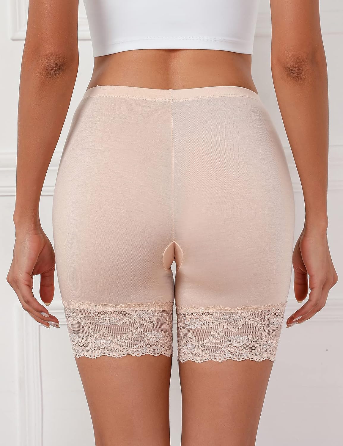 Detalle 2 de Tuopuda Pantaloncini Sottogonna per Donne: anti sfregamento, modelli in pizzo e leggings corti per estate