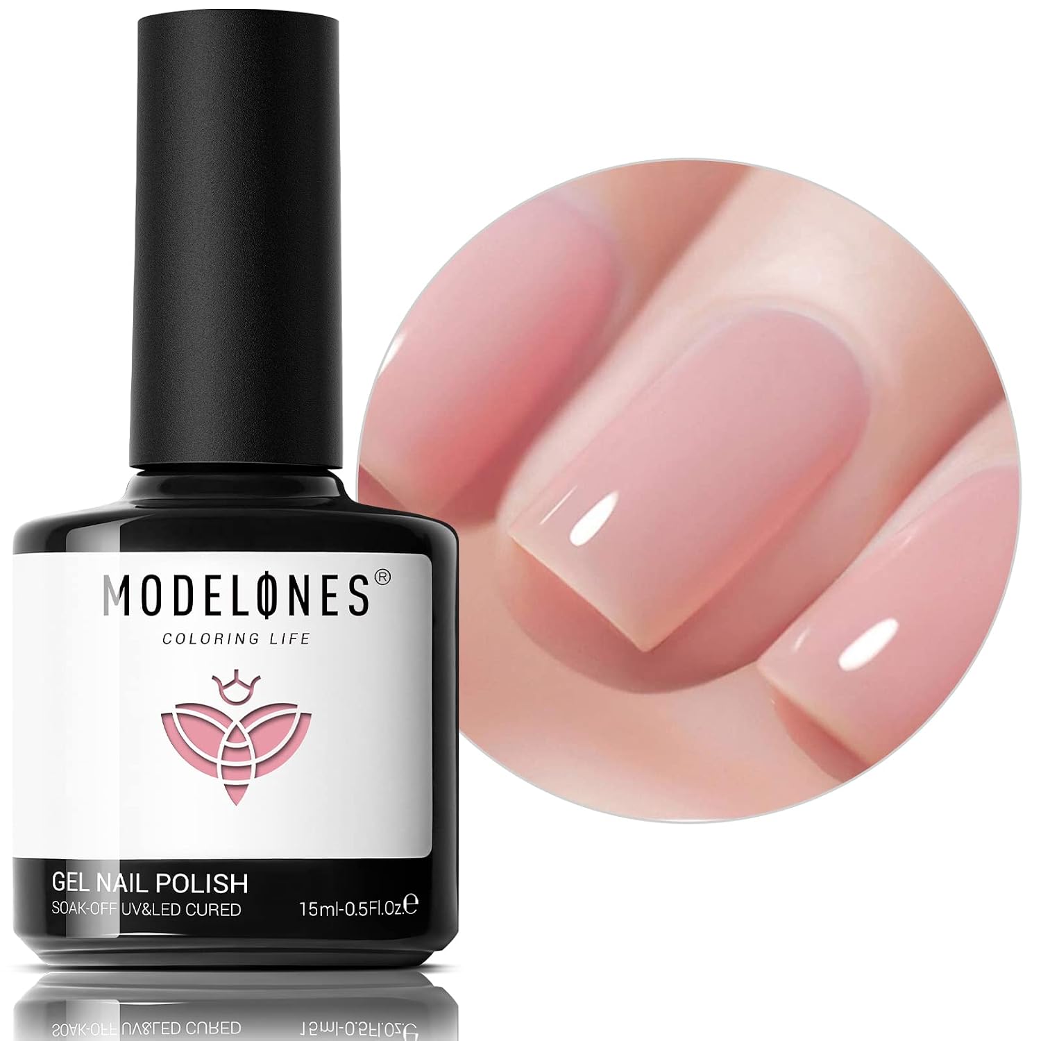 Imagen de Modelones Pink Jelly Nude Gel Nail Polish (15ml) for French Tips & Home Manicures en OfertitasTOP