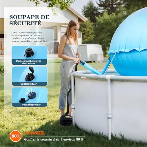 Detalle de UIRWAY Coussin d’hivernage rond 300 cm en PVC, double couture et corde de 15 m