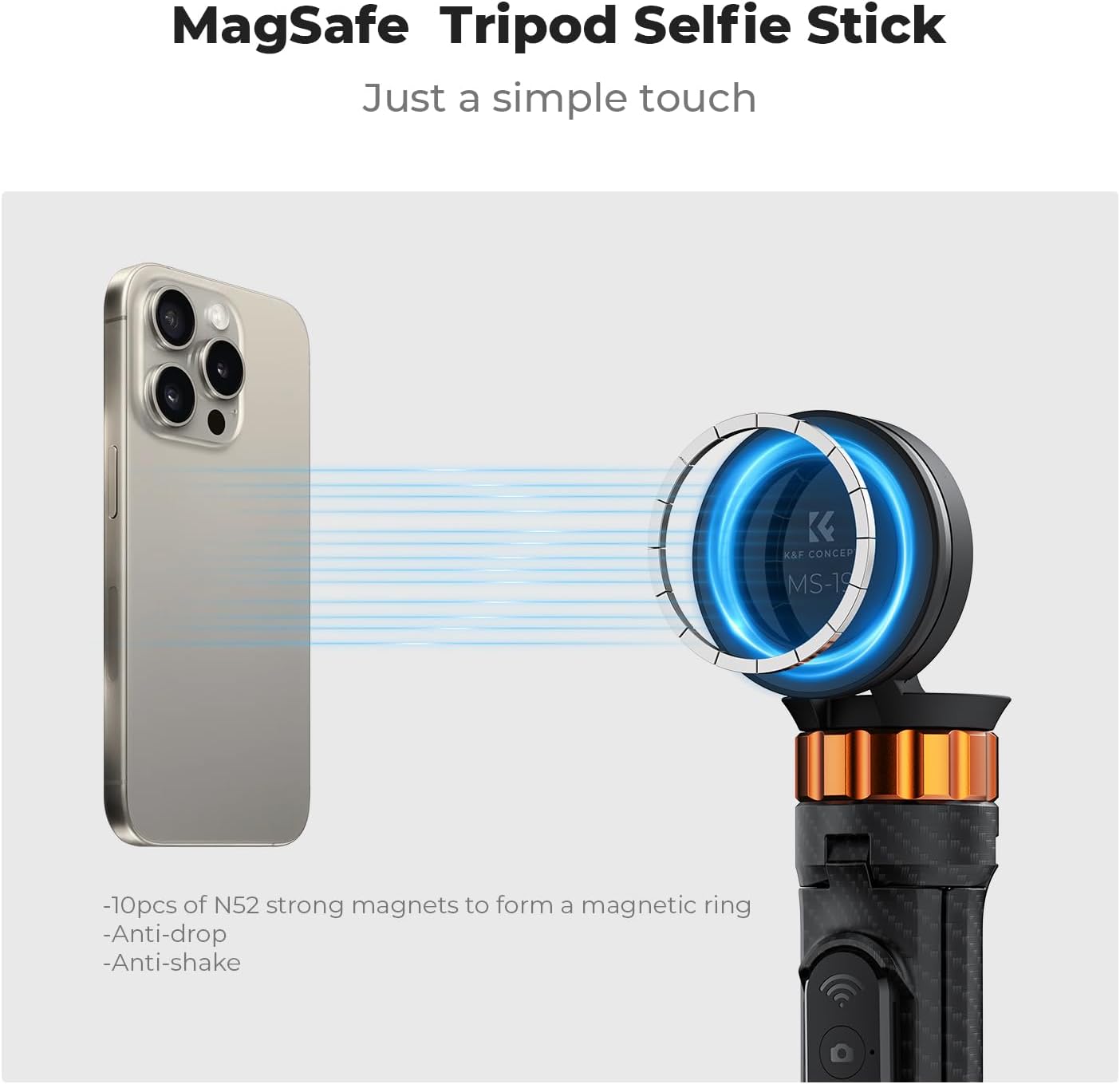 Thumbnail 1 de K&F CONCEPT 63" Phone Selfie Stick Tripod with Remote 🎥