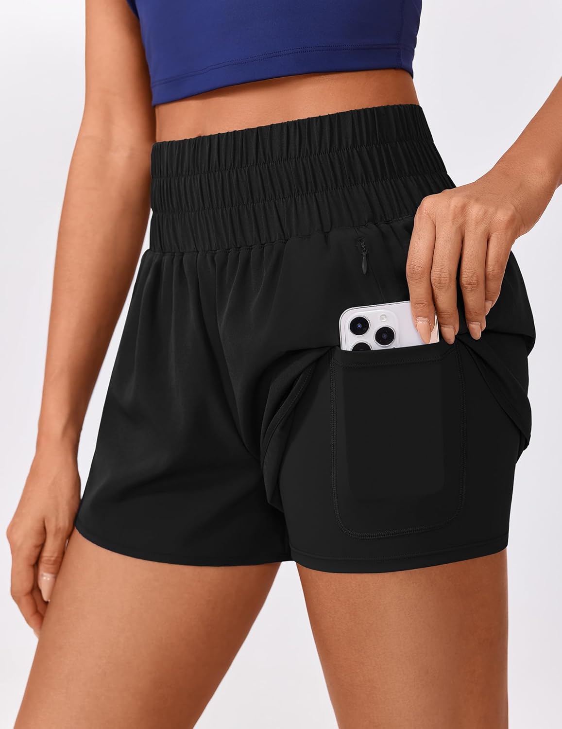 Thumbnail 2 de PINSPARK 2-in-1 Running Shorts for Women with Quick-Dry Fabric, High Waist & Zipper Pockets