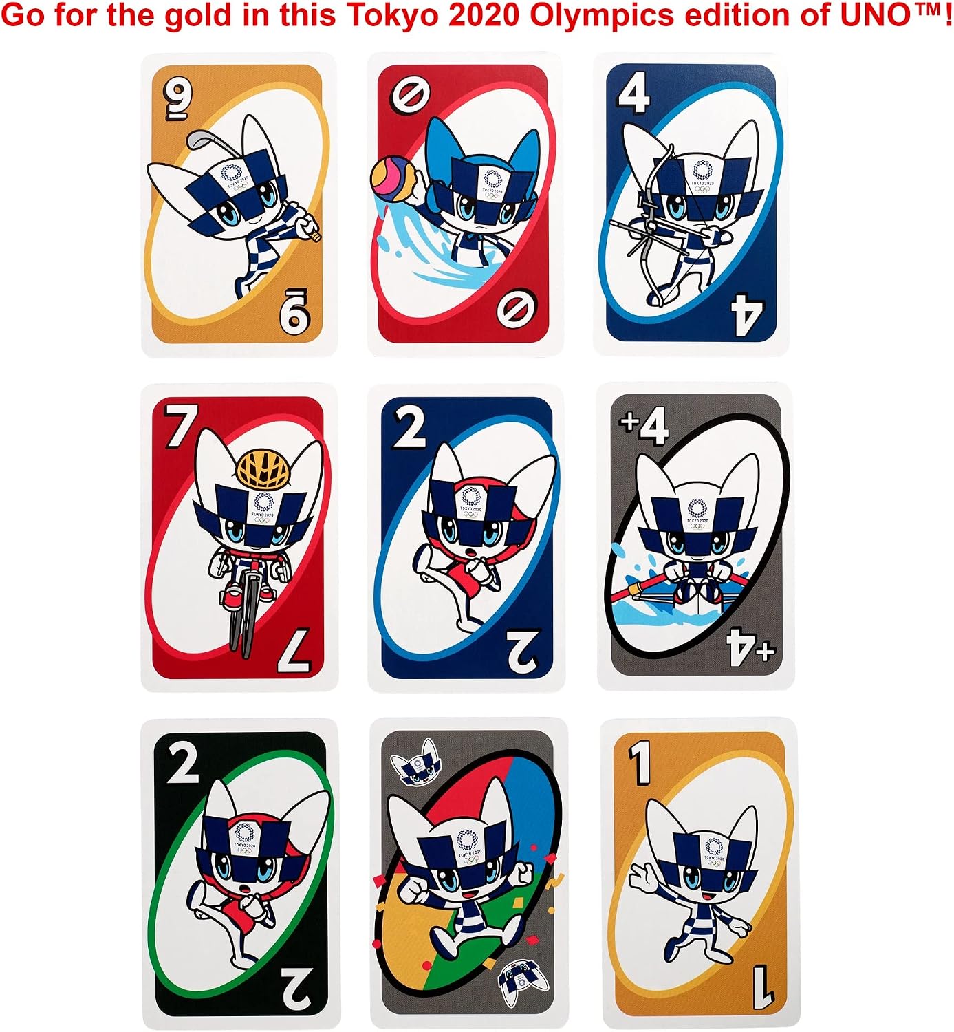 Detalle de Mattel UNO Olympic Games Tokio 2020 🃏 Juego de cartas para toda la familia