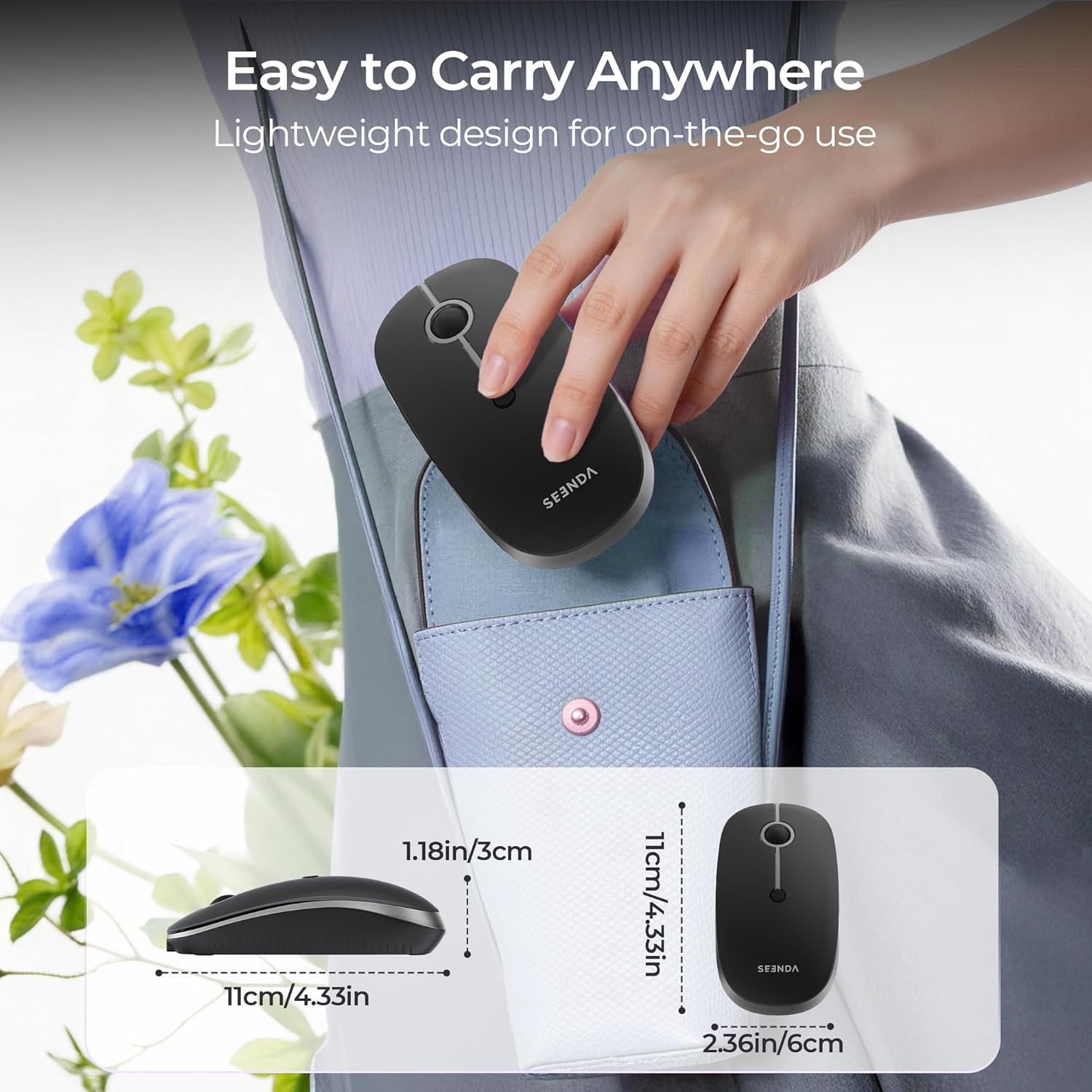 Thumbnail 6 de Seenda MOU001 Rechargeable Silent Bluetooth Wireless Mouse – 3-Device Connectivity
