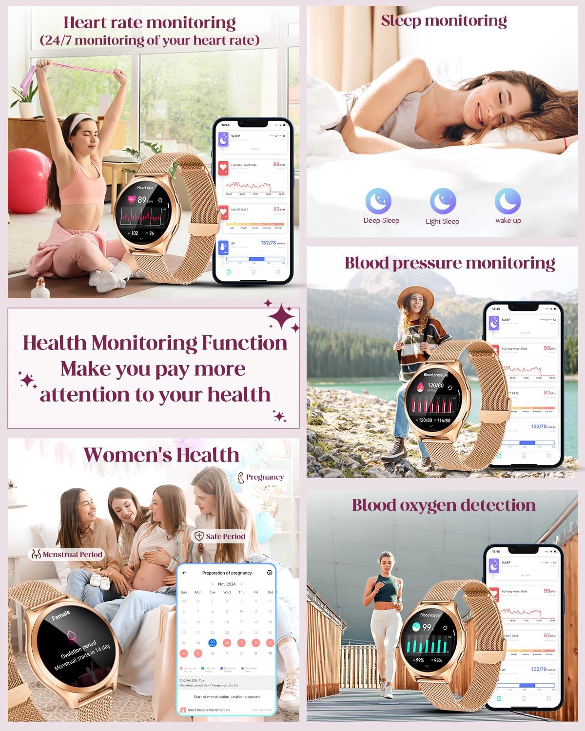 Thumbnail 3 de Women’s Smart Fitness Watch (1.27-inch) with Bluetooth Calling, Heart Rate & SpO2, IP68