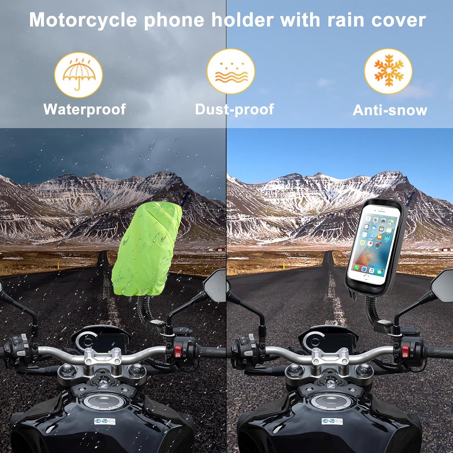 Detalle de ENONEO motorhouder voor gsm tot 6,7 inch, waterdicht en 360° draaibaar