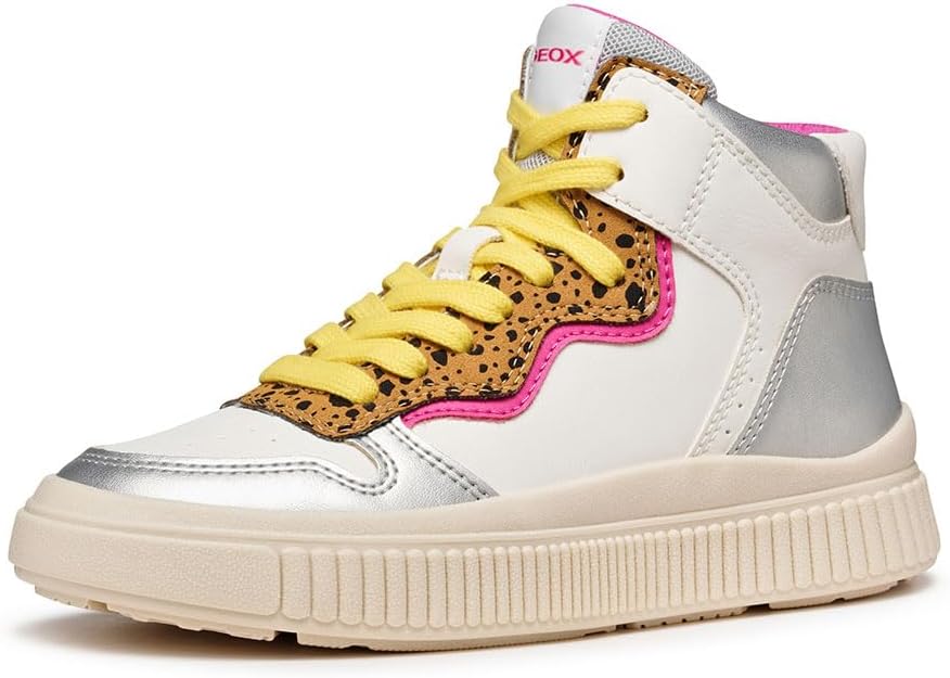 Detalle de Geox J Laquinny Girl Sneakers – Bianco/Fucsia, 28 EU