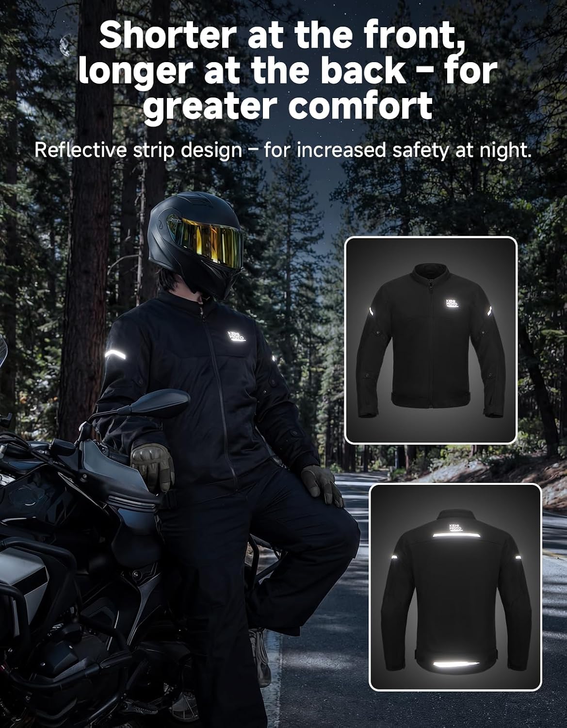 Thumbnail 4 de KEMIMOTO Motorcycle Jacket for Men with CE Armor and ESA Rebound Mesh