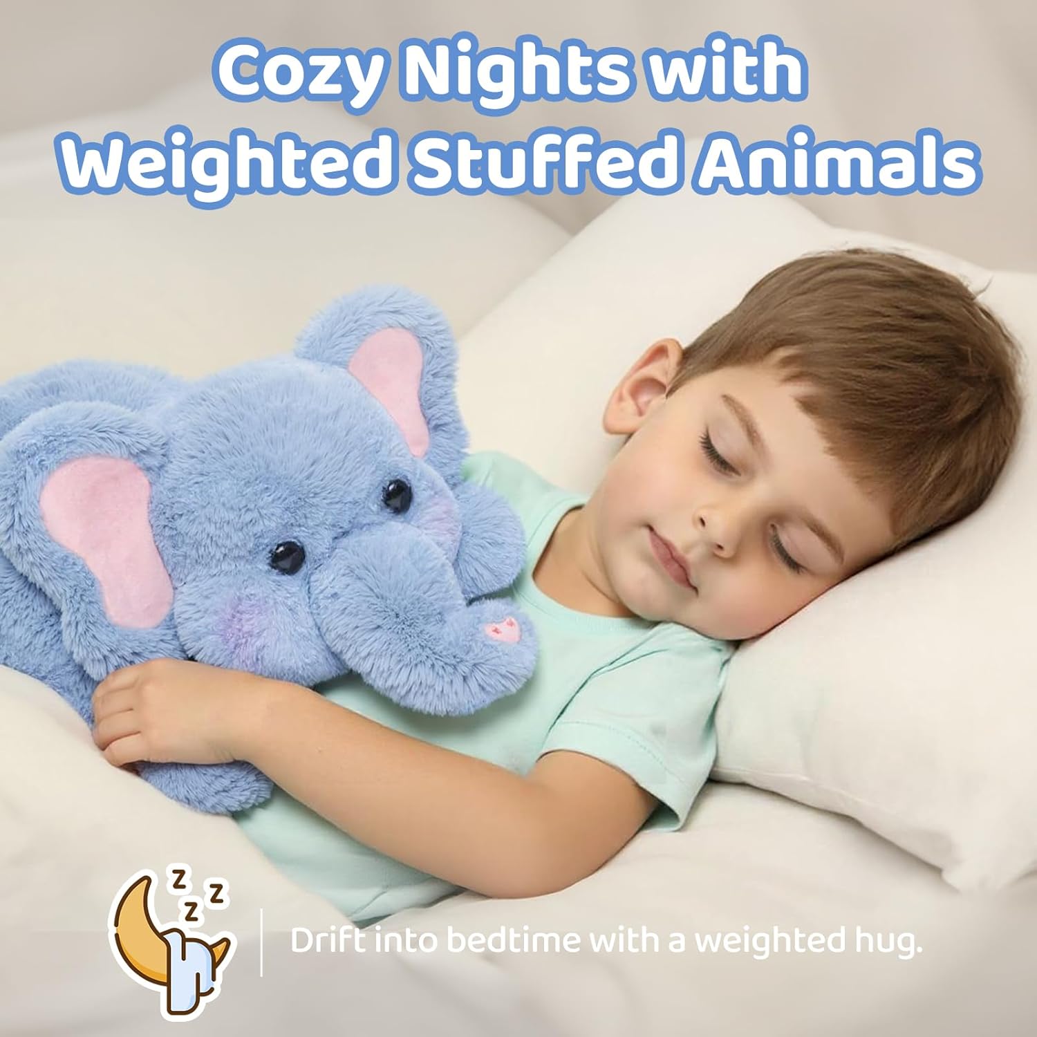 Thumbnail 3 de Mewaii 23-Inch Weighted Elephant Plush with Microwavable Heating Pad