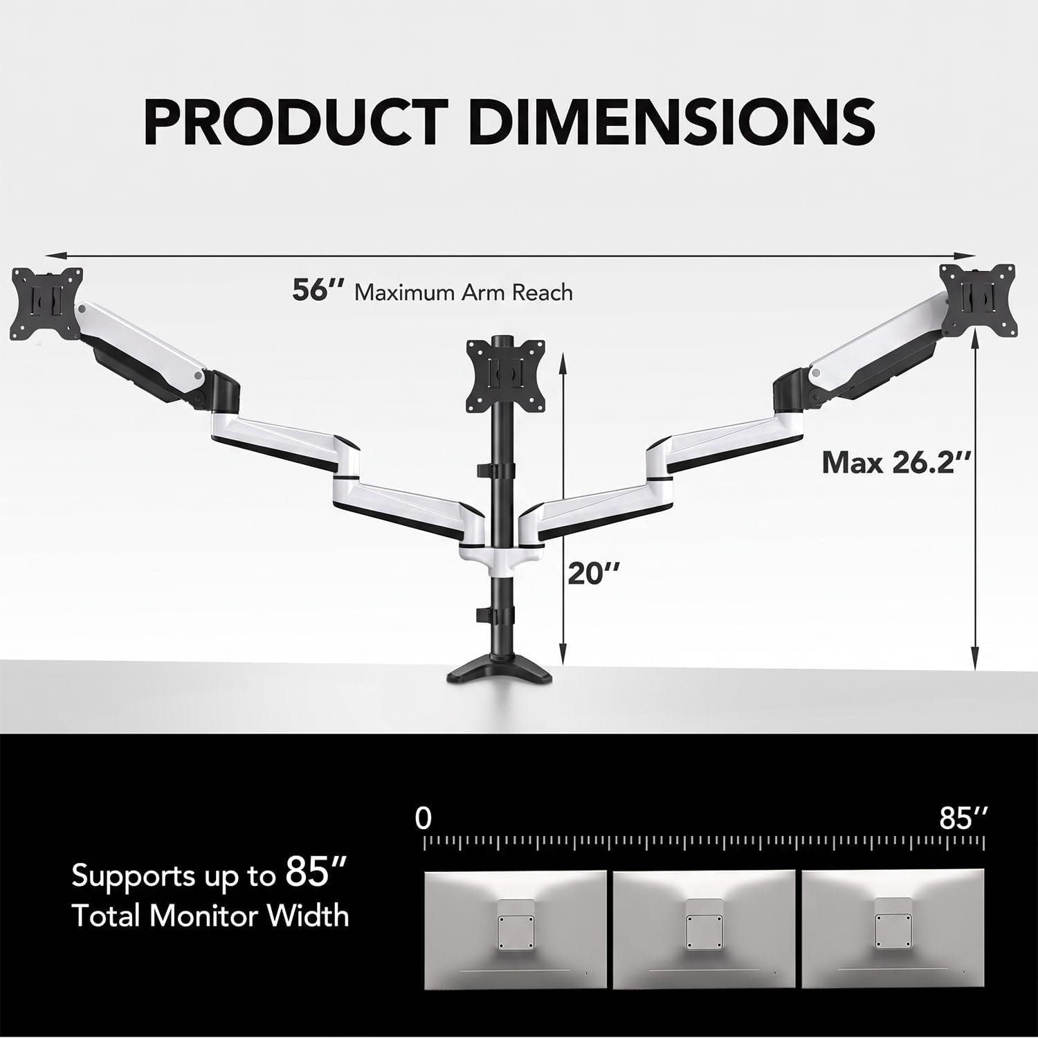 Detalle de HUANUO Triple Monitor Stand 17–32-Inch