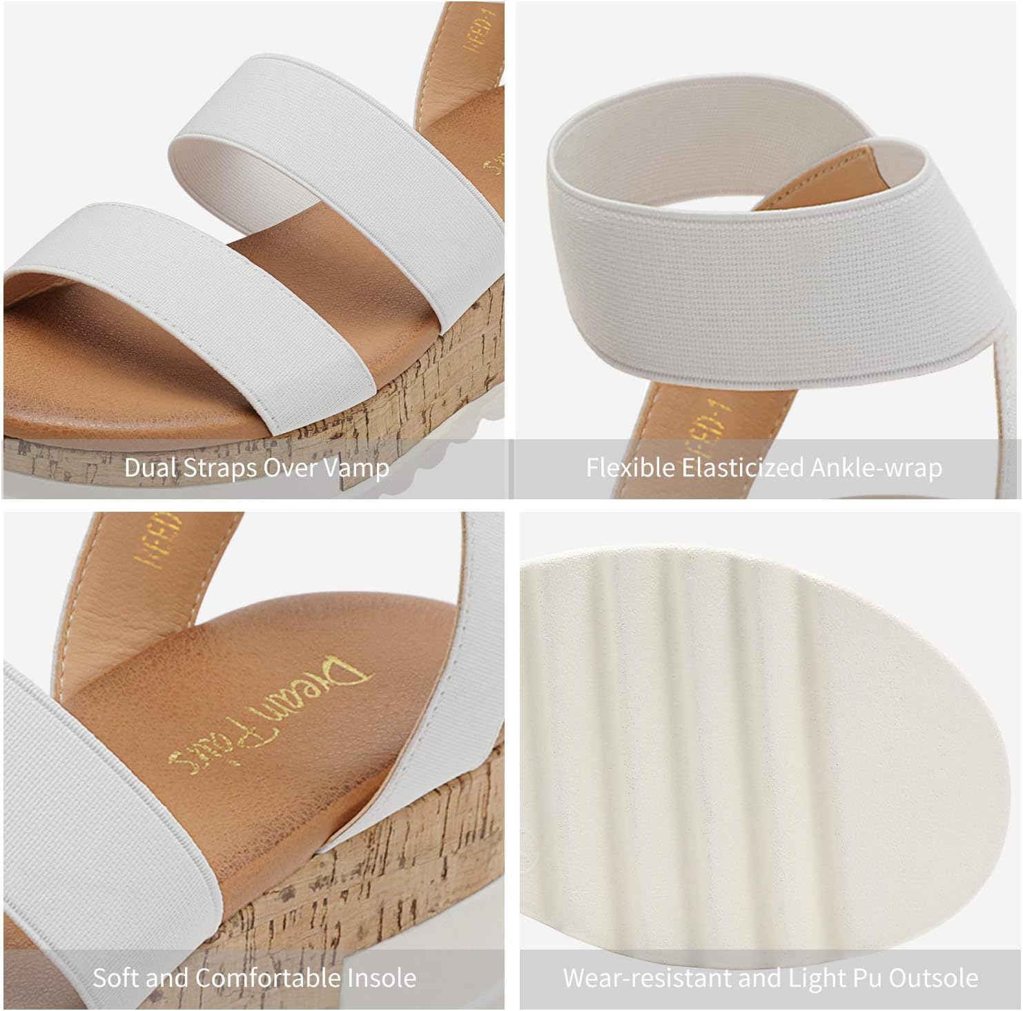 Thumbnail 4 de DREAM PAIRS Women's Open Toe Elastic Ankle Strap Casual Flatform Platform Wedges Sandals