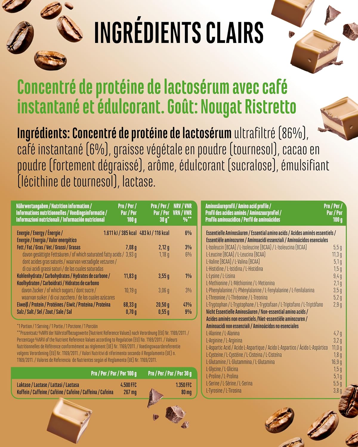 Detalle 2 de Vit4ever Barista Protein Coffee Nougat (908 g) — café protéiné crémeux jusqu’à 20 g de protéines