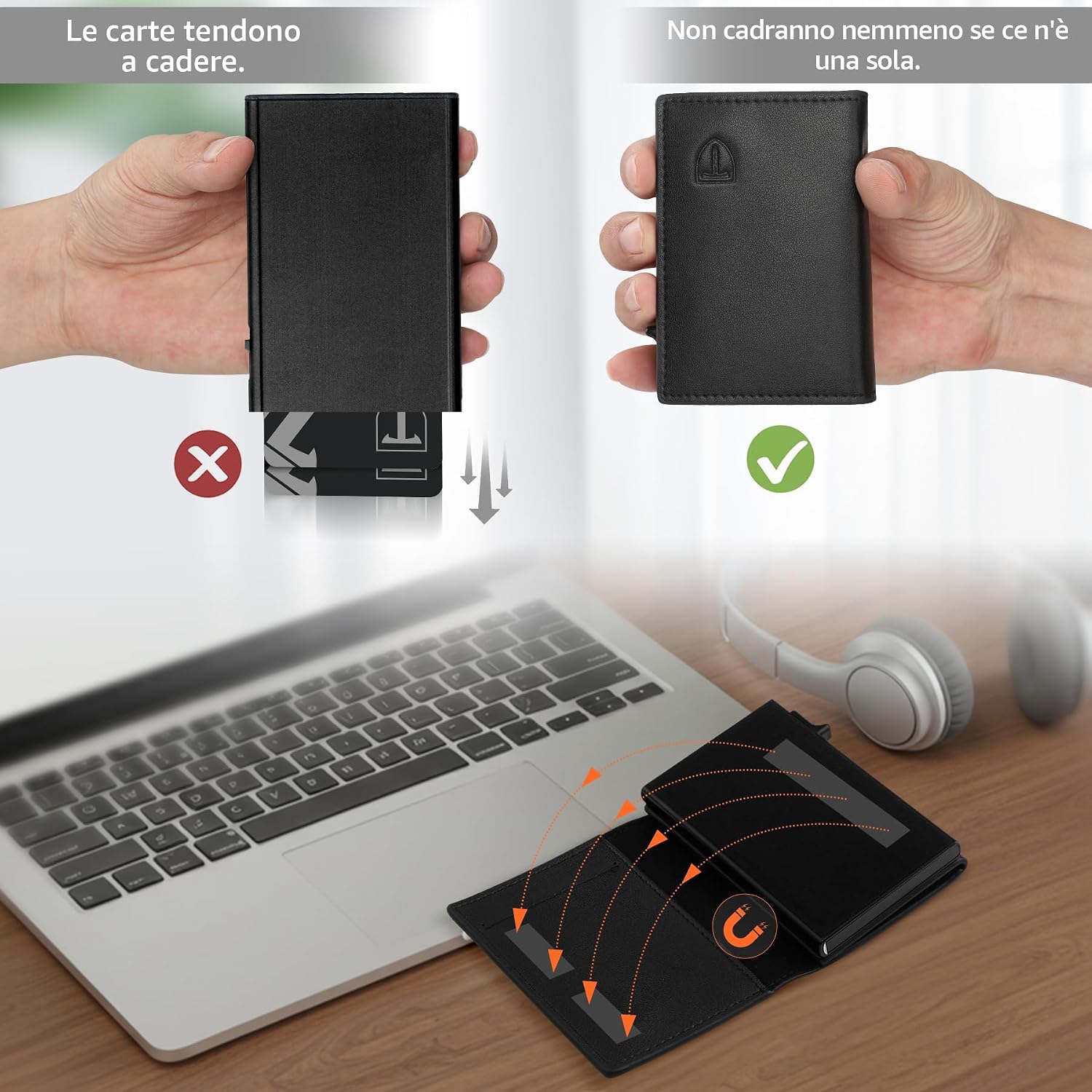 Thumbnail 5 de TENBST Portafoglio Uomo con RFID, microfibra e tecnologia di accesso per fino a 7–8 carte