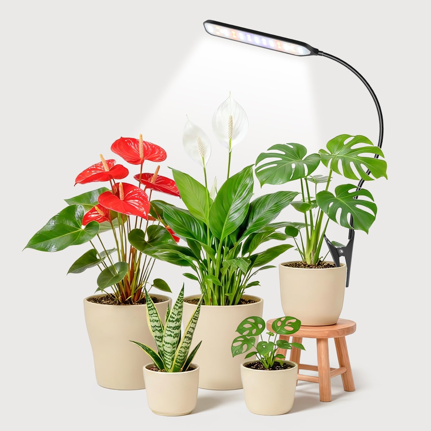 Detalle de Garpsen ZY-M10B Clip-On Grow Light, 52 LEDs, 6000K Full Spectrum