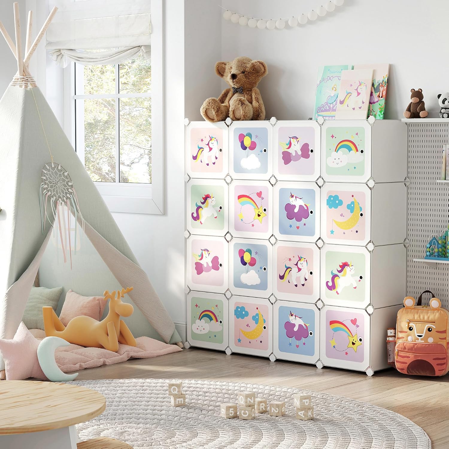 Detalle 2 de SONGMICS LPC906W01 Armadio modulare 16 cubi 123×31×123 cm