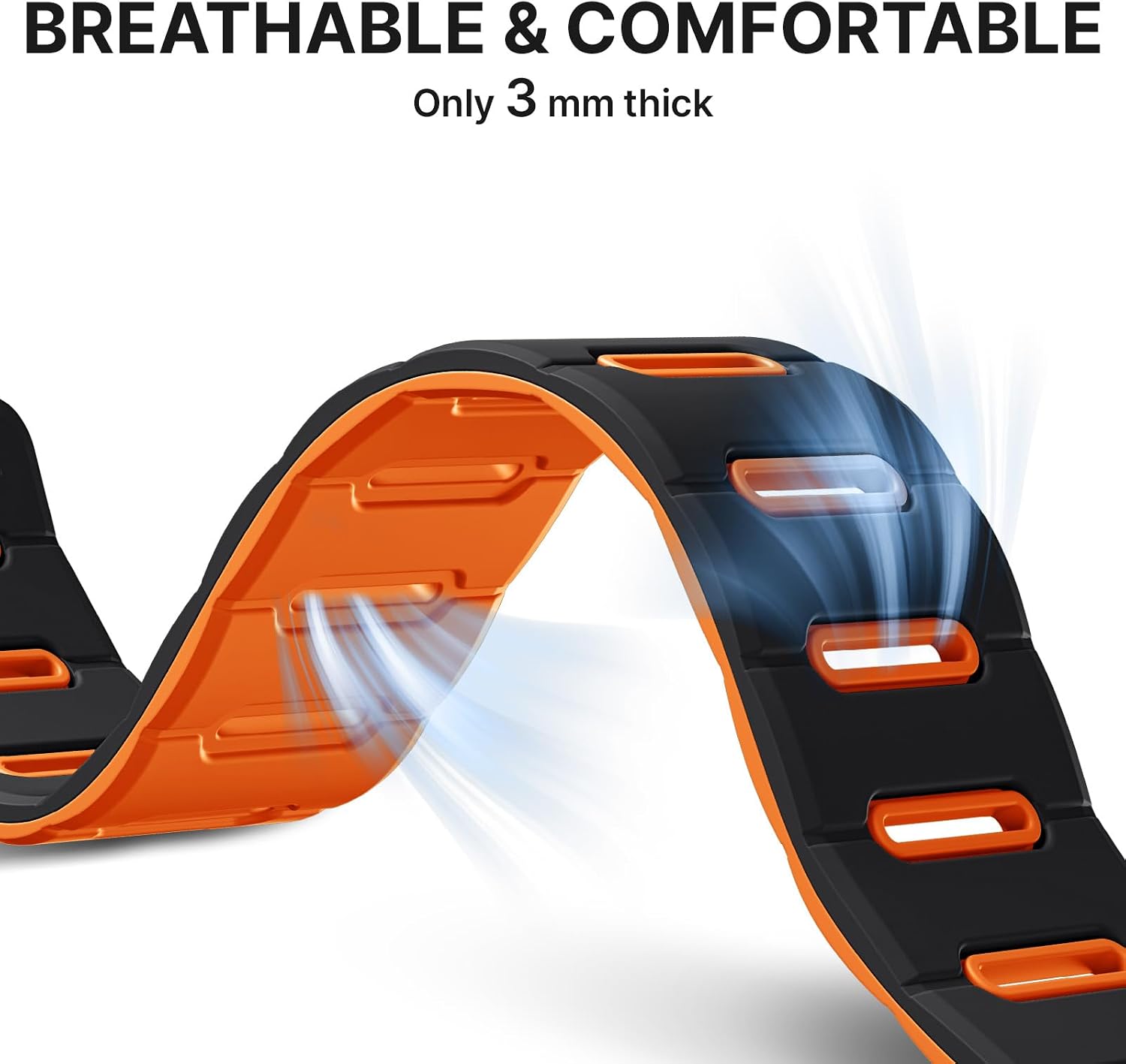 Detalle de Bandletic Double Sided Reversible Strap for Apple Watch (49–42mm) – Magnetic Silicone Sport Band
